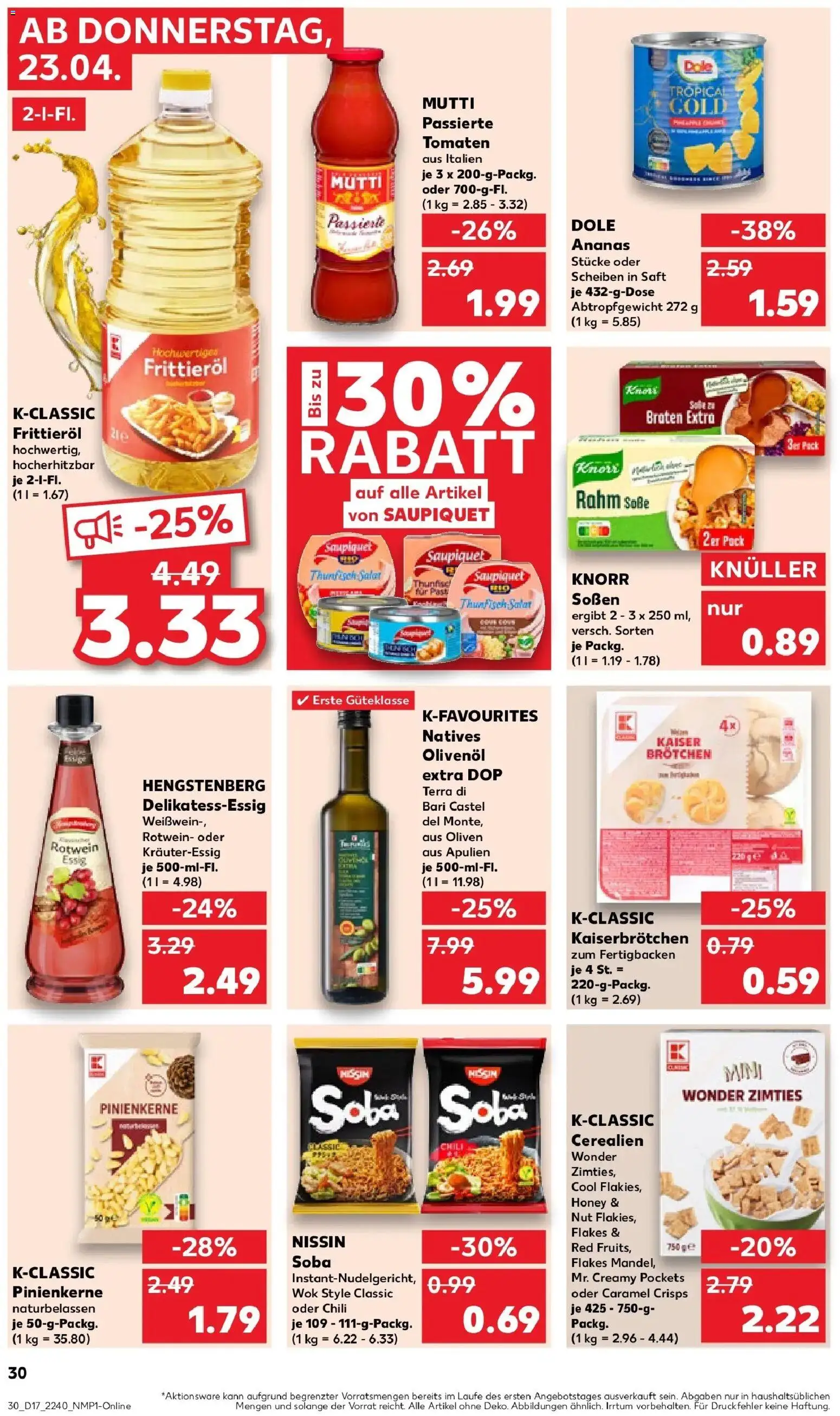 Kaufland Prospekt Hechingen	 – gültig ab 23.04.2026 | Seite: 30 | Produkte: Ananas, Knorr, Chili, Saft
