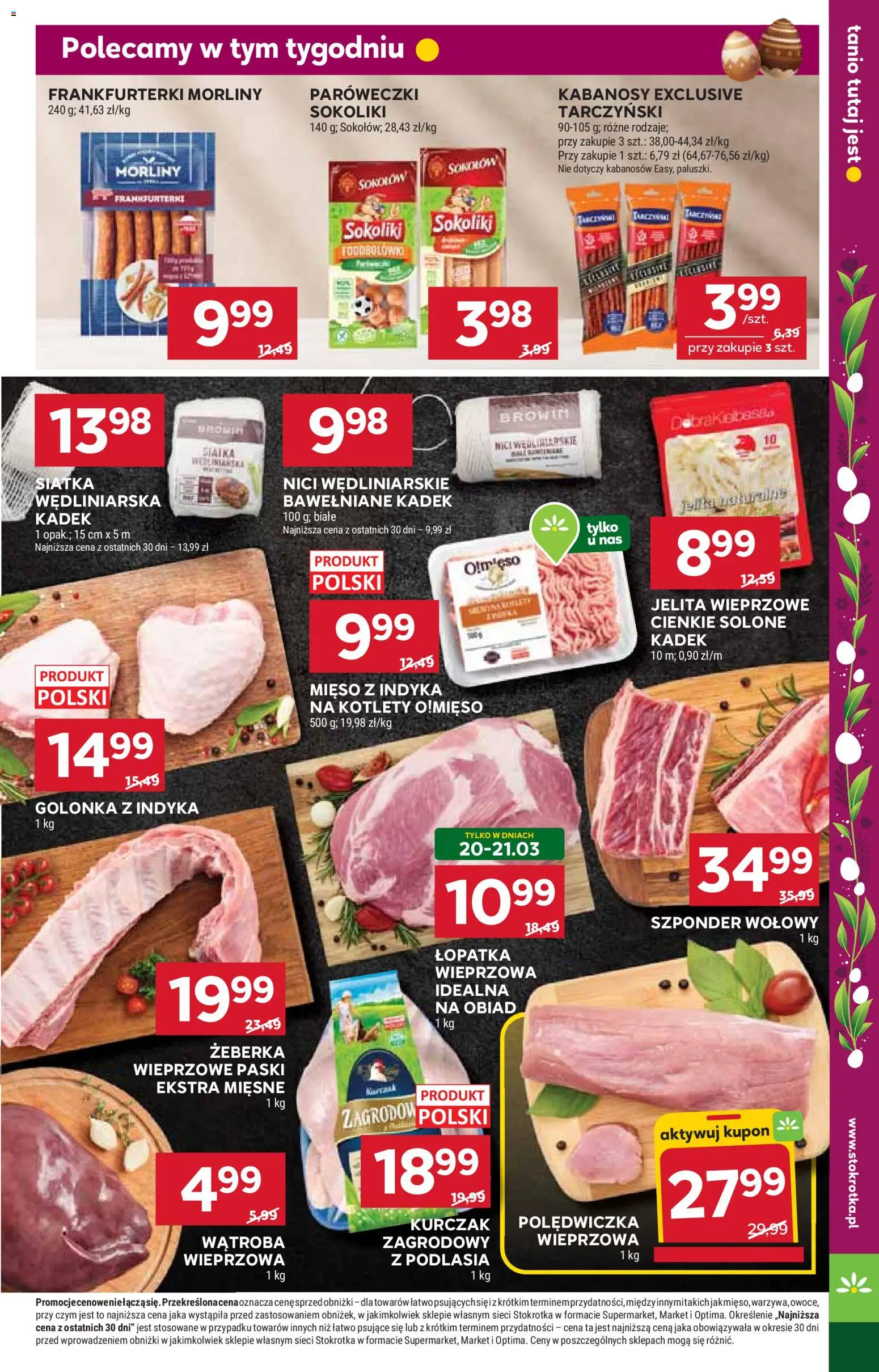 Stokrotka gazetka - Market od 19.03.2026 | Strona: 13 | Produkty: Kurczak, Mięso, Siatka, Jelita wieprzowe