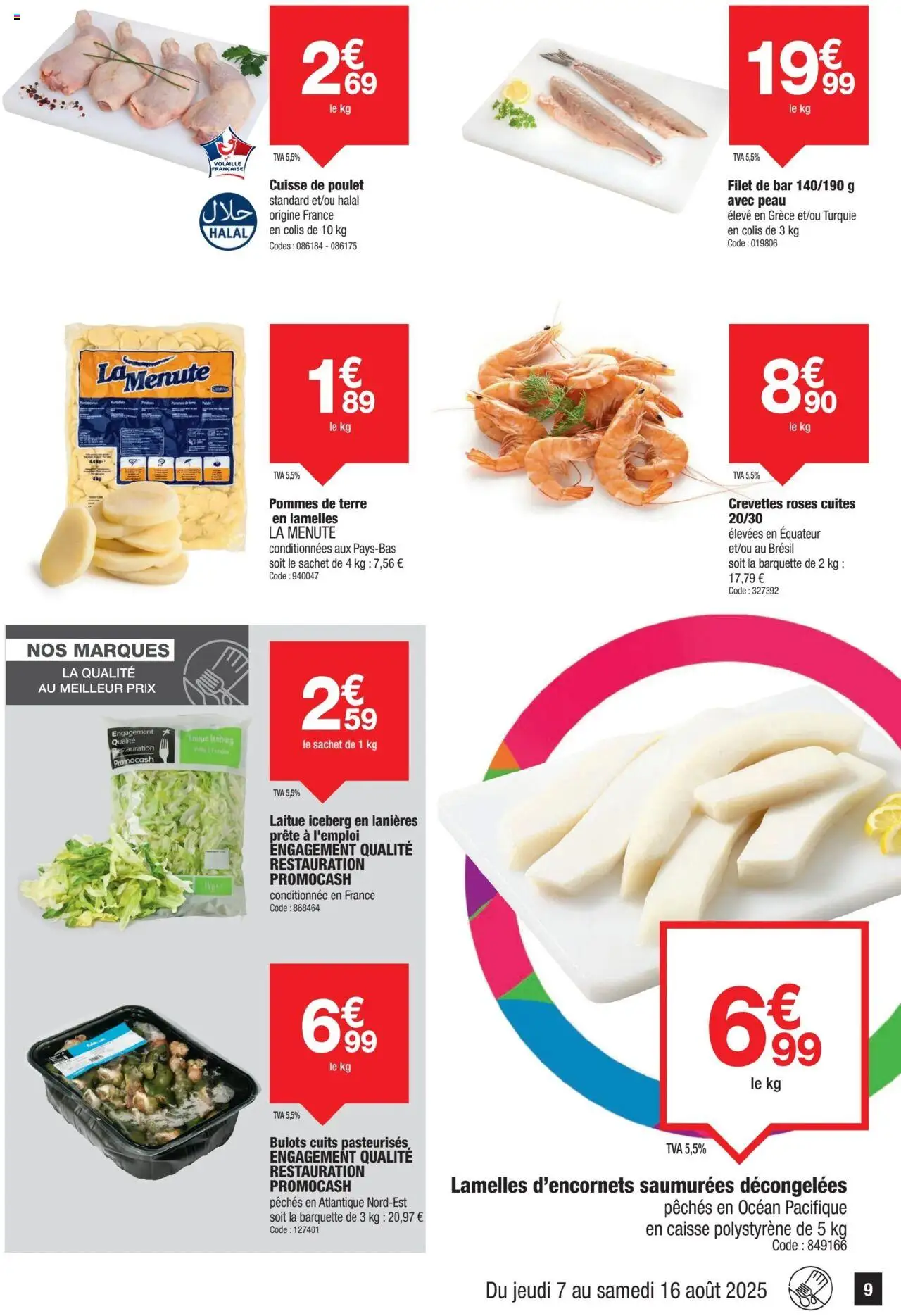  | Page: 9 | Produits: Volaille, Crevettes, Cuisse de poulet, Pommes de terre