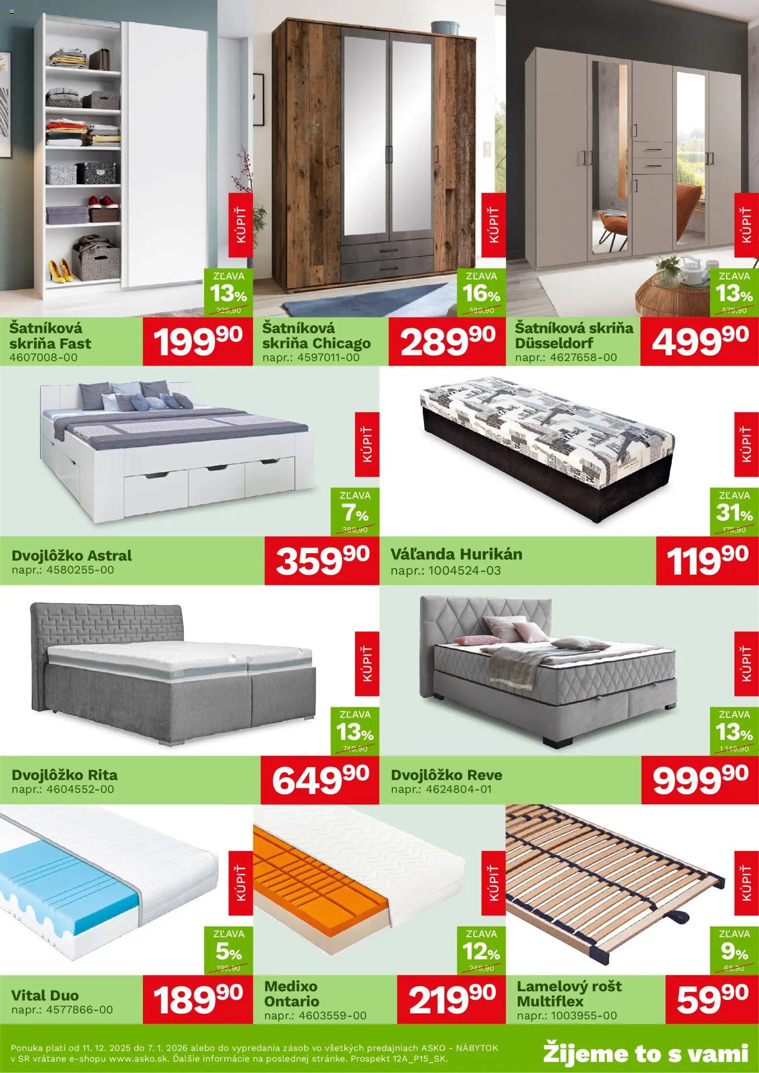Nové ASKO nábytok akcie – leták je platný od 11.12.2025 | Strana: 3 | Produkty: Nábytok, Šatníková skriňa, Skriňa