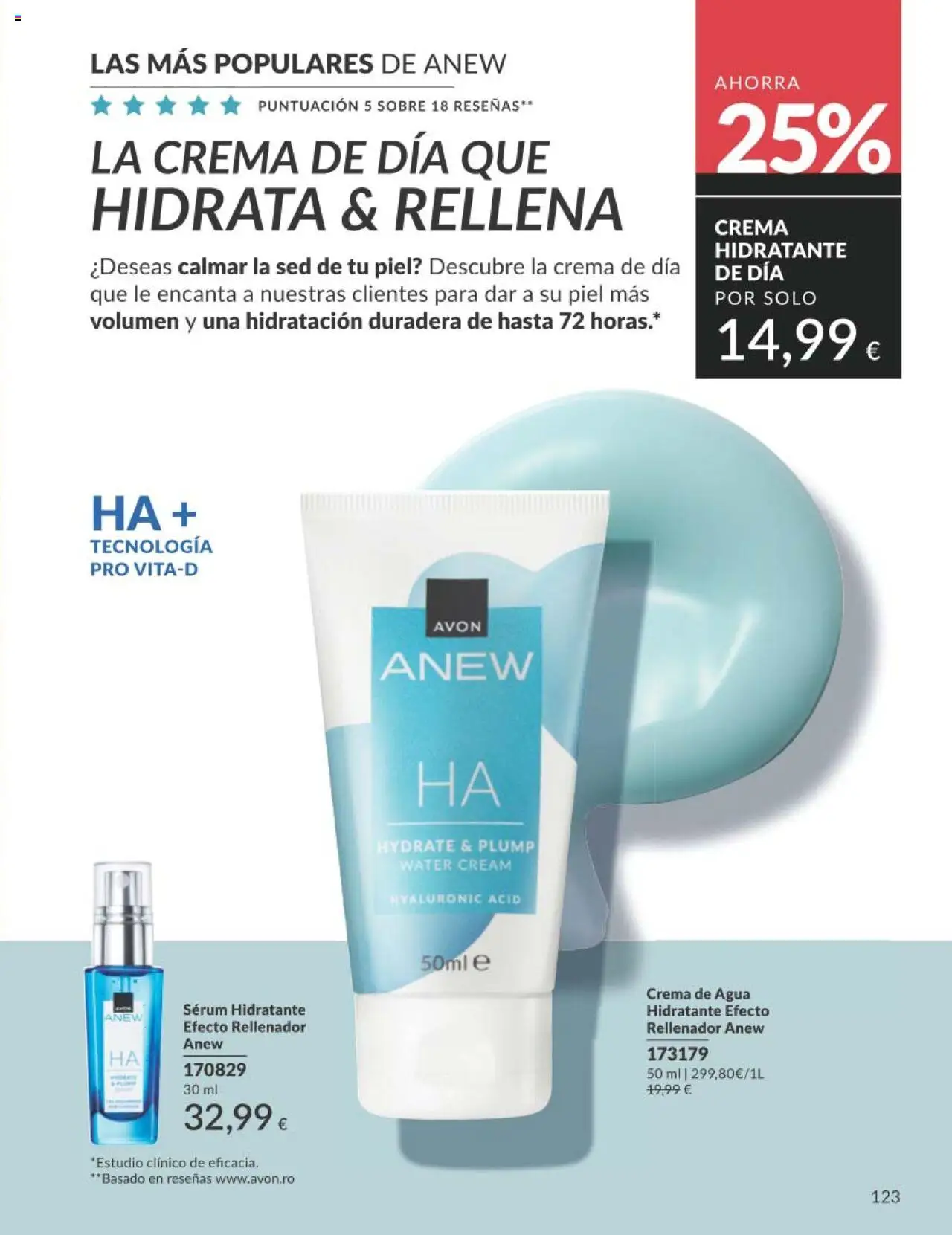 Catálogo AVON campaña 7 │ válido desde el 01.07.2025 | Página: 123 | Productos: Sérum, Crema, Crema hidratante, Crema de día