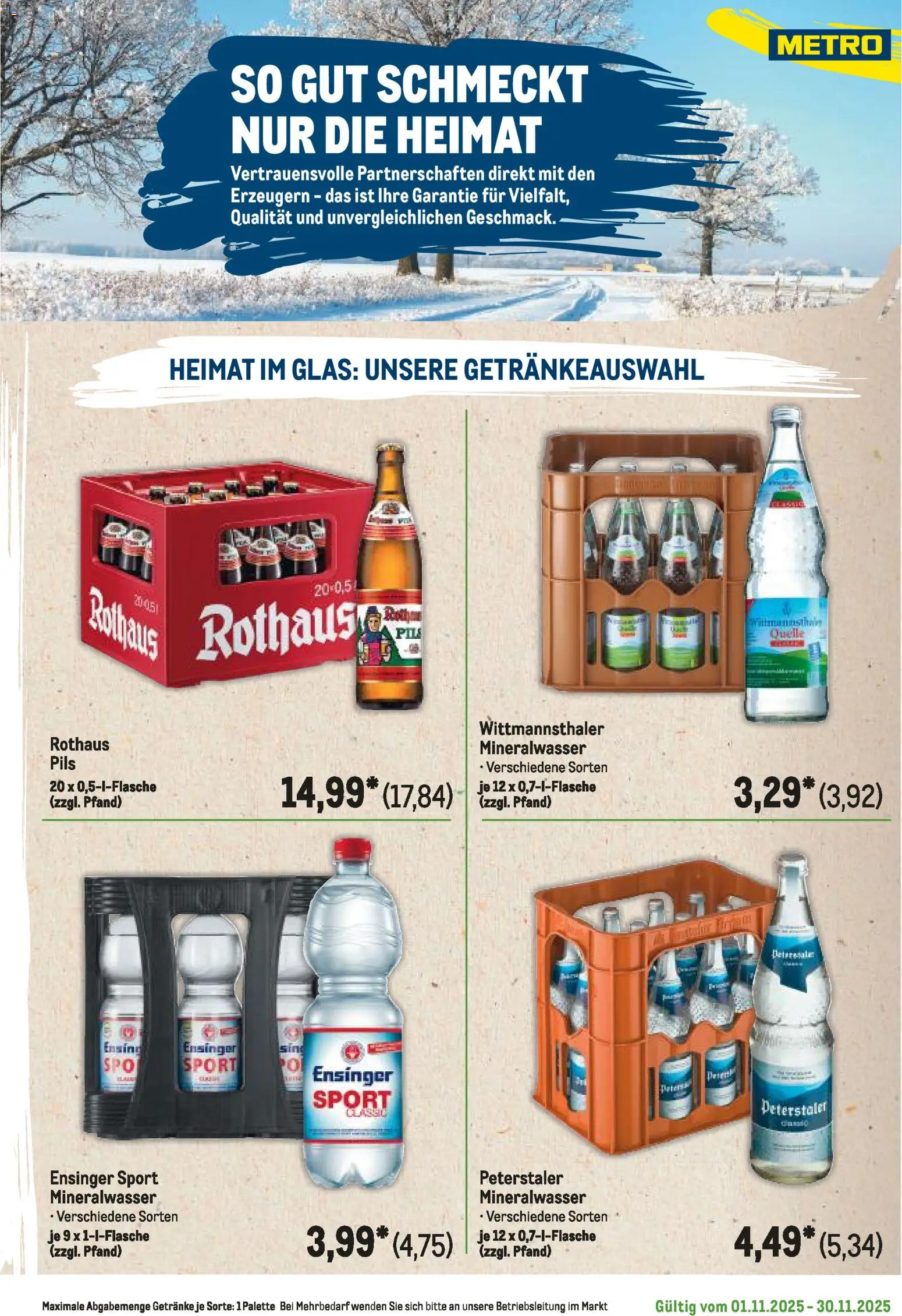 Metro Regionaler Flyer – gültig ab 01.11.2025 | Seite: 91 | Produkte: Pils, Mineralwasser
