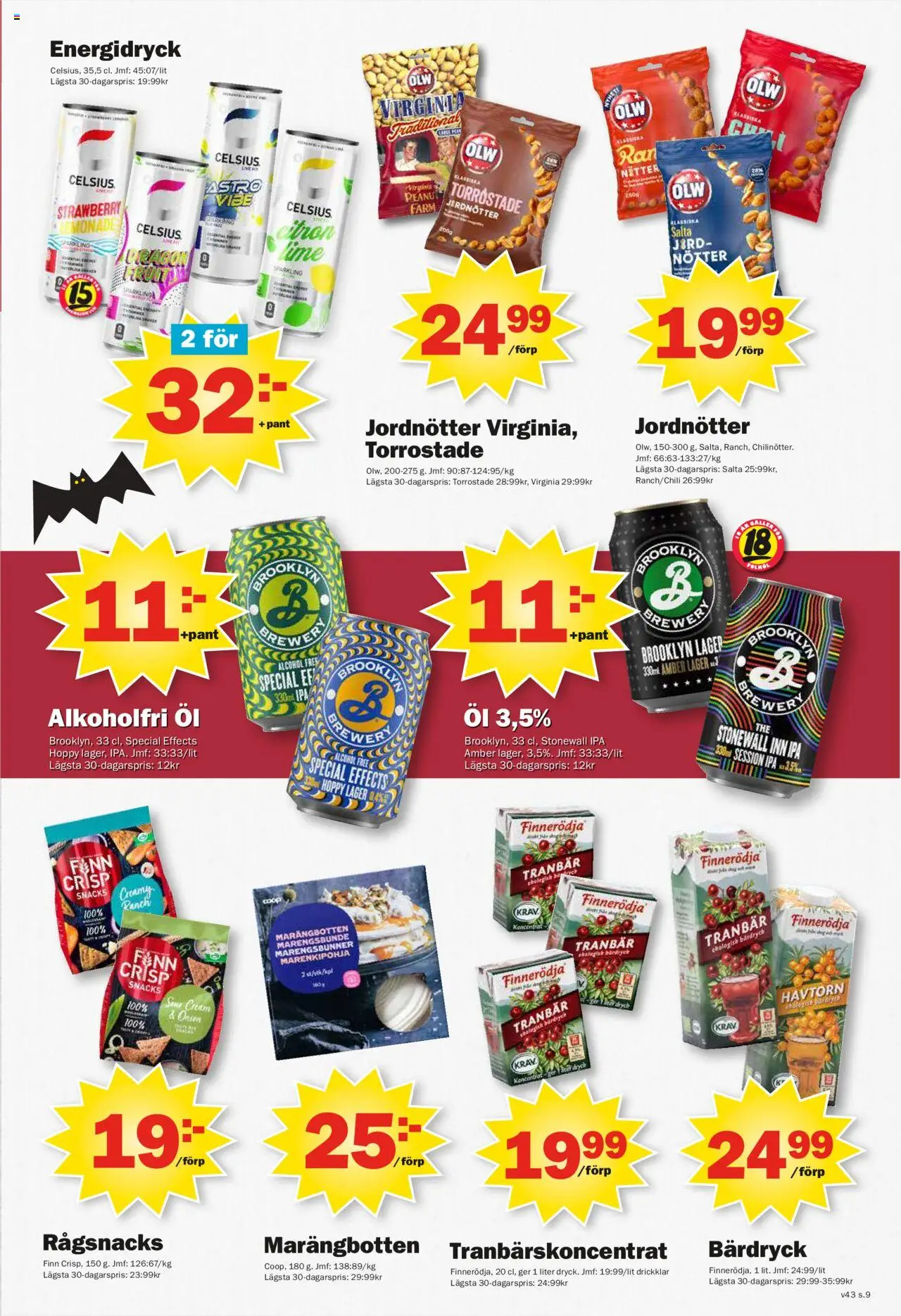 Pekås reklamblad aktuell från 20.10.2025 | Sida: 9 | Produkter: Jord, Jordnötter, Energidryck, Öl