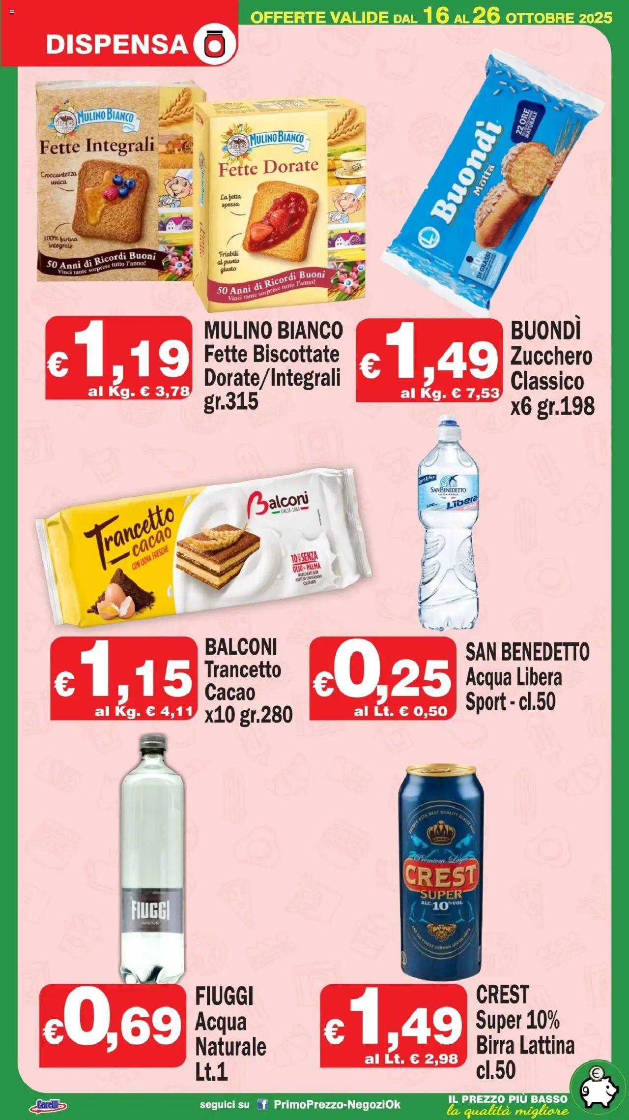 Volantino Primo Prezzo del 16.10.2025 | Pagina: 6 | Prodotti: Uova, The, Cacao, Fette biscottate