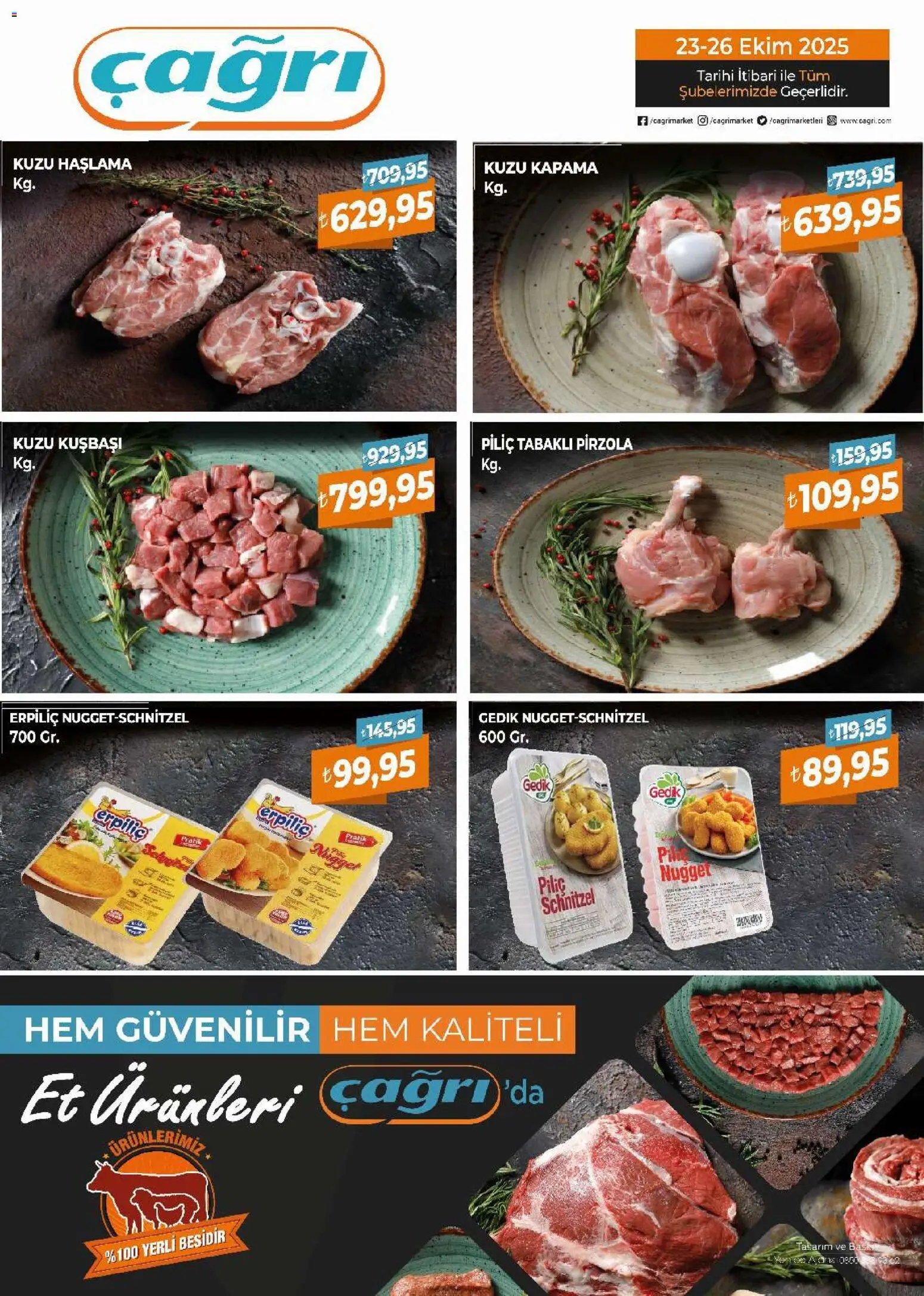 Çağrı Market - Kasap Katalog - 23.10.2025 tarihinden itibaren geçerlidir | Sayfa: 2 | Ürünler: Baskı, Piliç, Pirzola, Piliç nugget