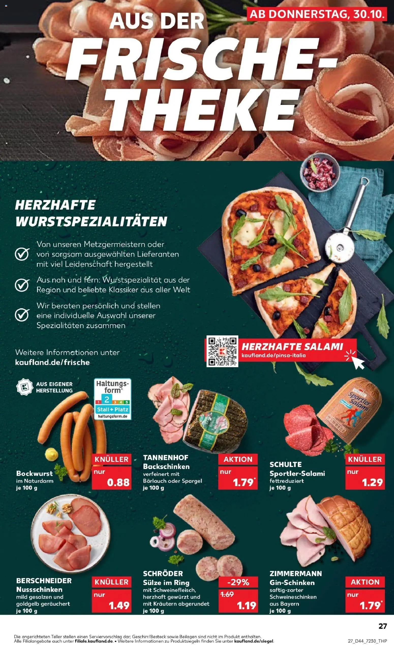 Kaufland prospekt Solingen	 – gültig ab 30.10.2025 | Seite: 27 | Produkte: Bockwurst, Theke, Spargel, Salami