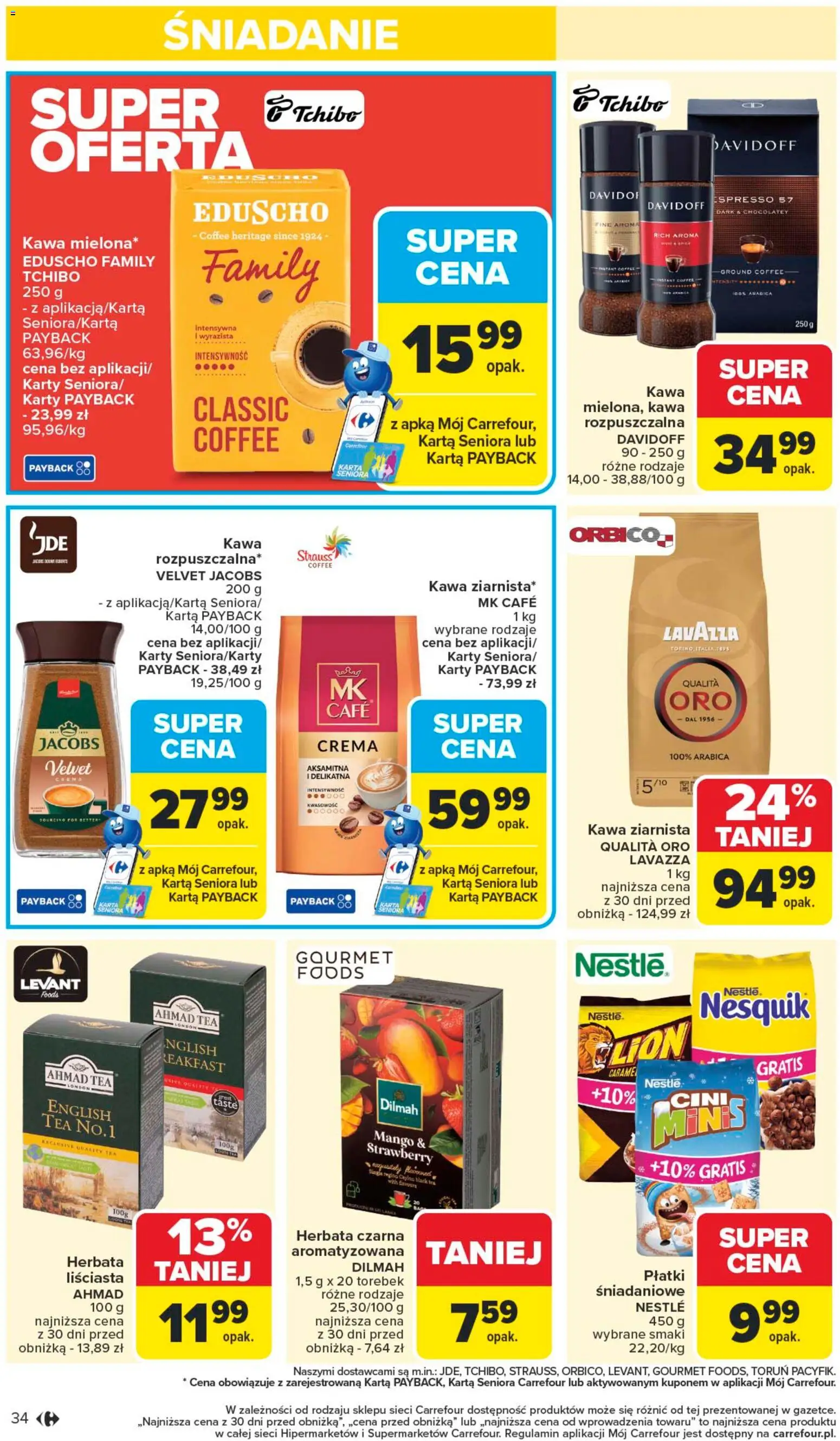 Carrefour Gazetka od 10.11.2025 | Strona: 36 | Produkty: Karta, Lavazza, Herbata, Płatki