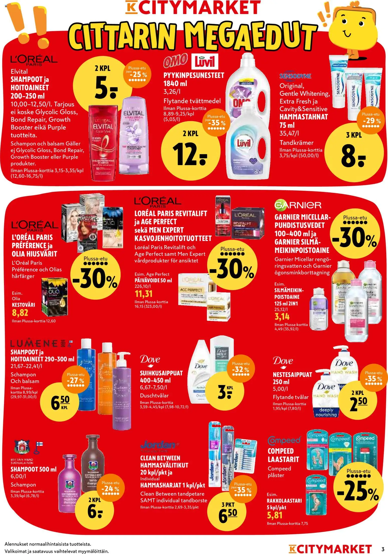K-Citymarket tarjoukset – voimassa 12.01.2026 alkaen | Sivu: 3 | Tuotteet: Rakkolaastari, Meikinpoistoaine