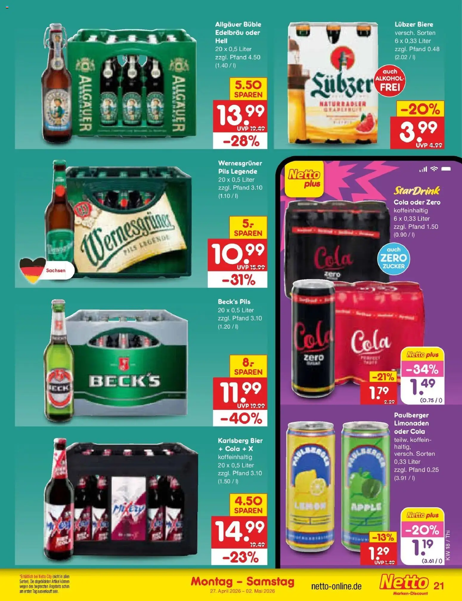 Netto Marken-Discount Prospekt Pirna	 – gültig ab 27.04.2026 | Seite: 25 | Produkte: Pils, Apple, Zucker, Lubzer