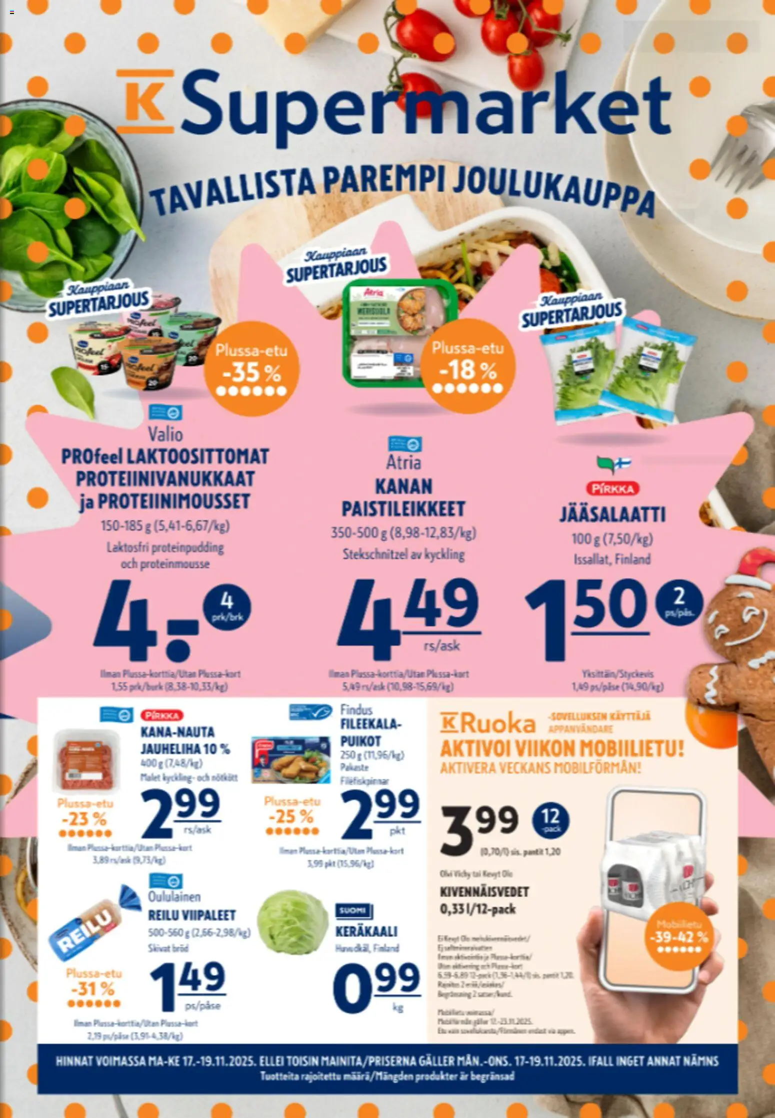 K-Supermarket tarjoukset – voimassa 17.11.2025 alkaen | Sivu: 1 | Tuotteet: Jauheliha, Keräkaali