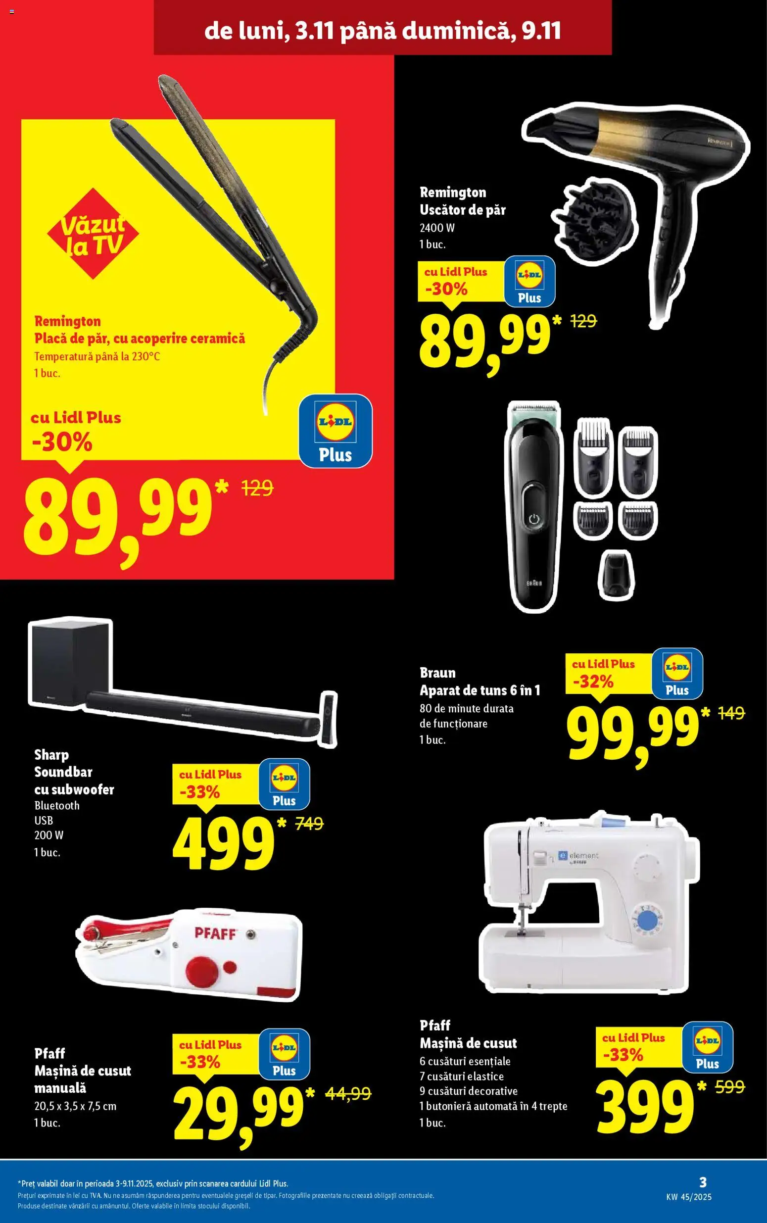 Noul catalog Lidl – valabil de la 03.11.2025 | Pagină: 3 | Produse: Trimmer, Uscător, Uscător De Păr, Mașină De Cusut