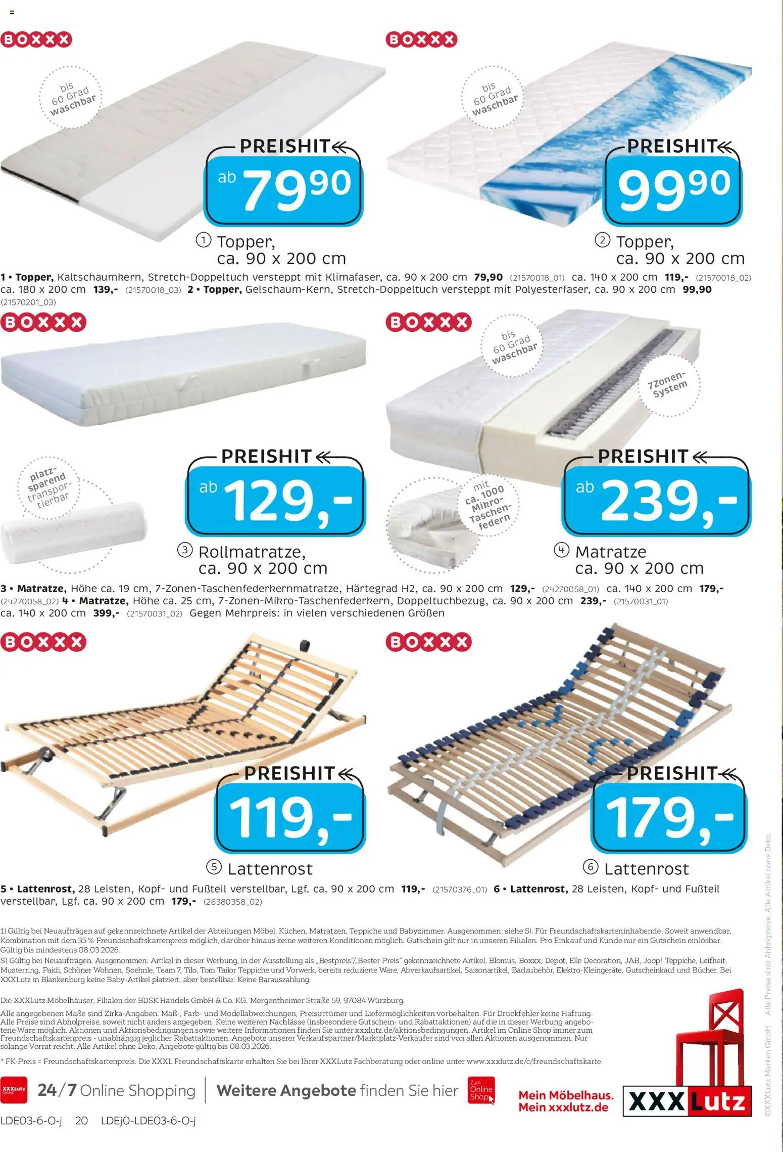 XXXL Lutz Junges Wohnen – gültig ab 22.02.2026 | Seite: 20 | Produkte: Matratze, Lattenrost