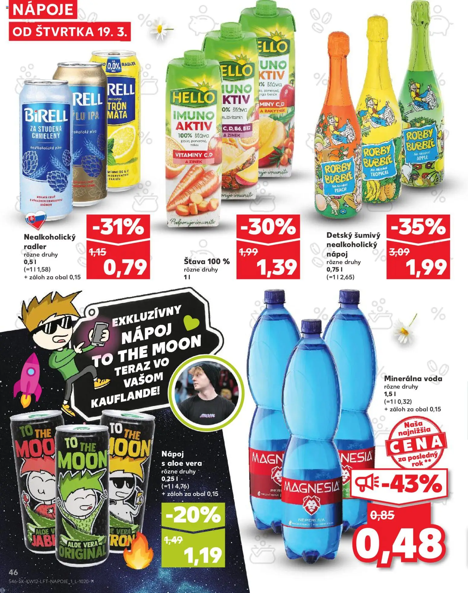Nové Kaufland akcie – leták je platný od 19.03.2026 | Strana: 46 | Produkty: Pivo, Apple, Magnesia, Voda