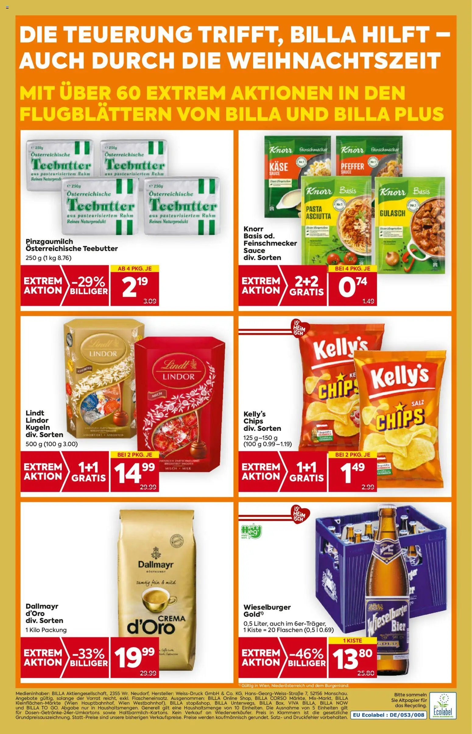 Billa Flugblatt - Niederösterreich gültig ab 20.11.2025 | Seite: 20 | Produkte: Pasta, Salz, Pfeffer, Käse