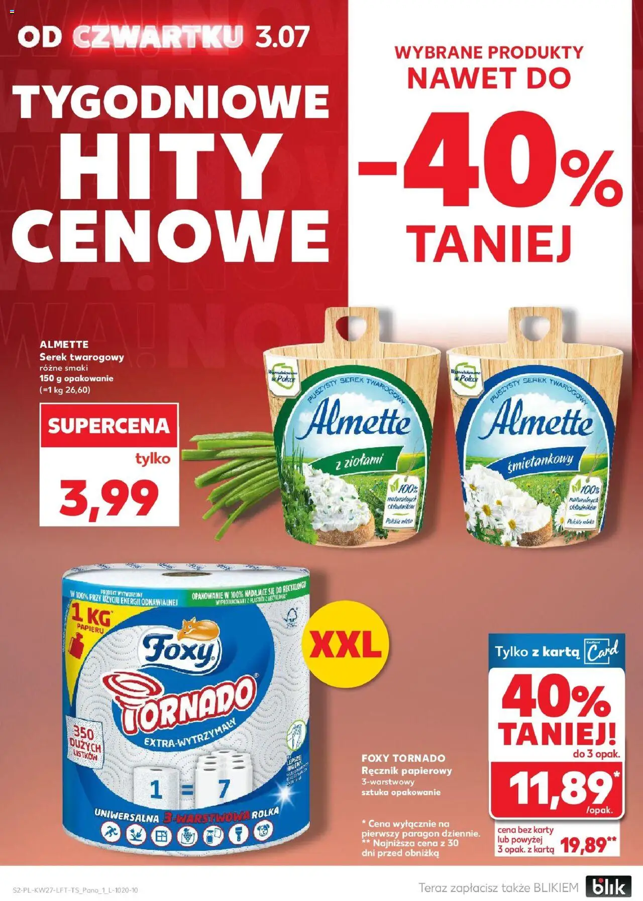 Kaufland gazetka od 03.07.2025 | Strona: 2 | Produkty: Karta, Serek, Twaróg, Ręcznik papierowy