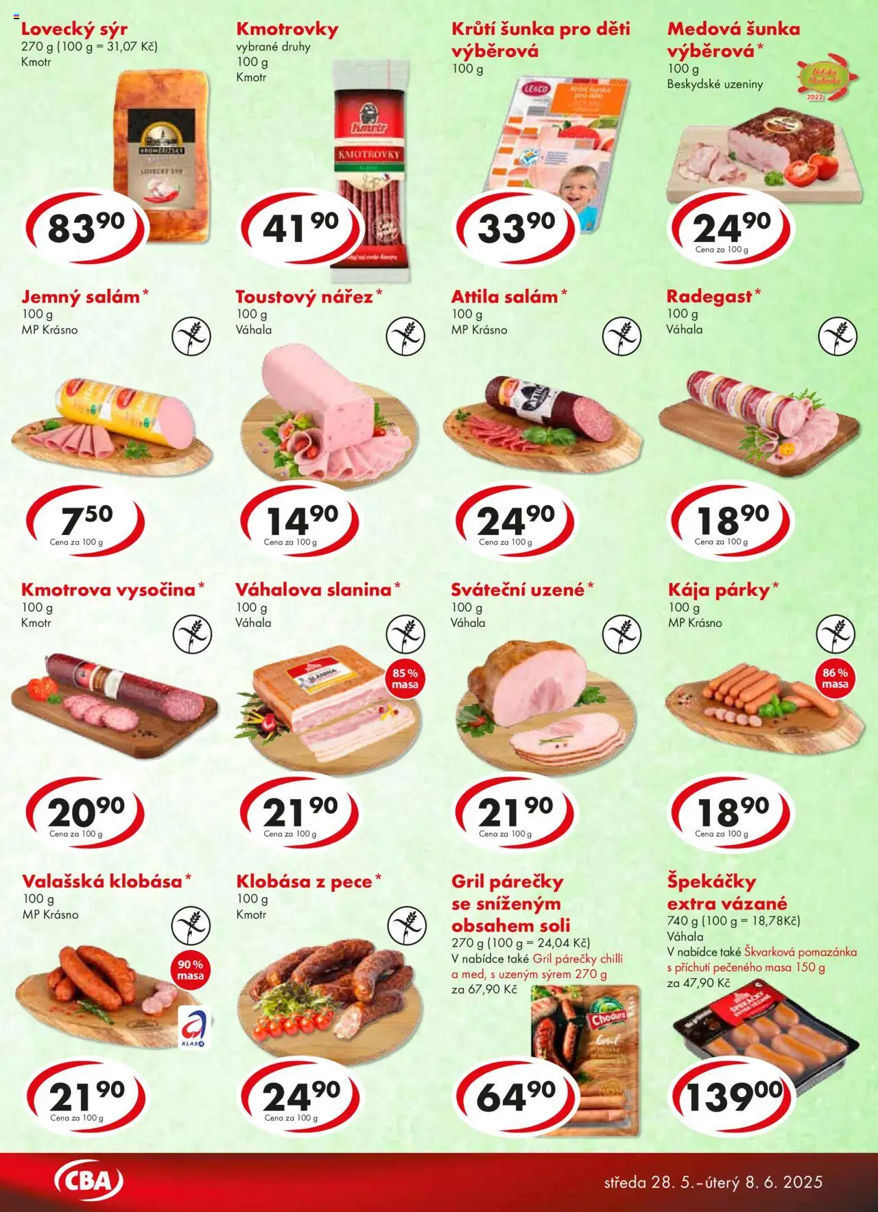 CBA leták od 28.05.2025 | Strana: 3 | Produkty: Sýr, Salám, Radegast, Slanina