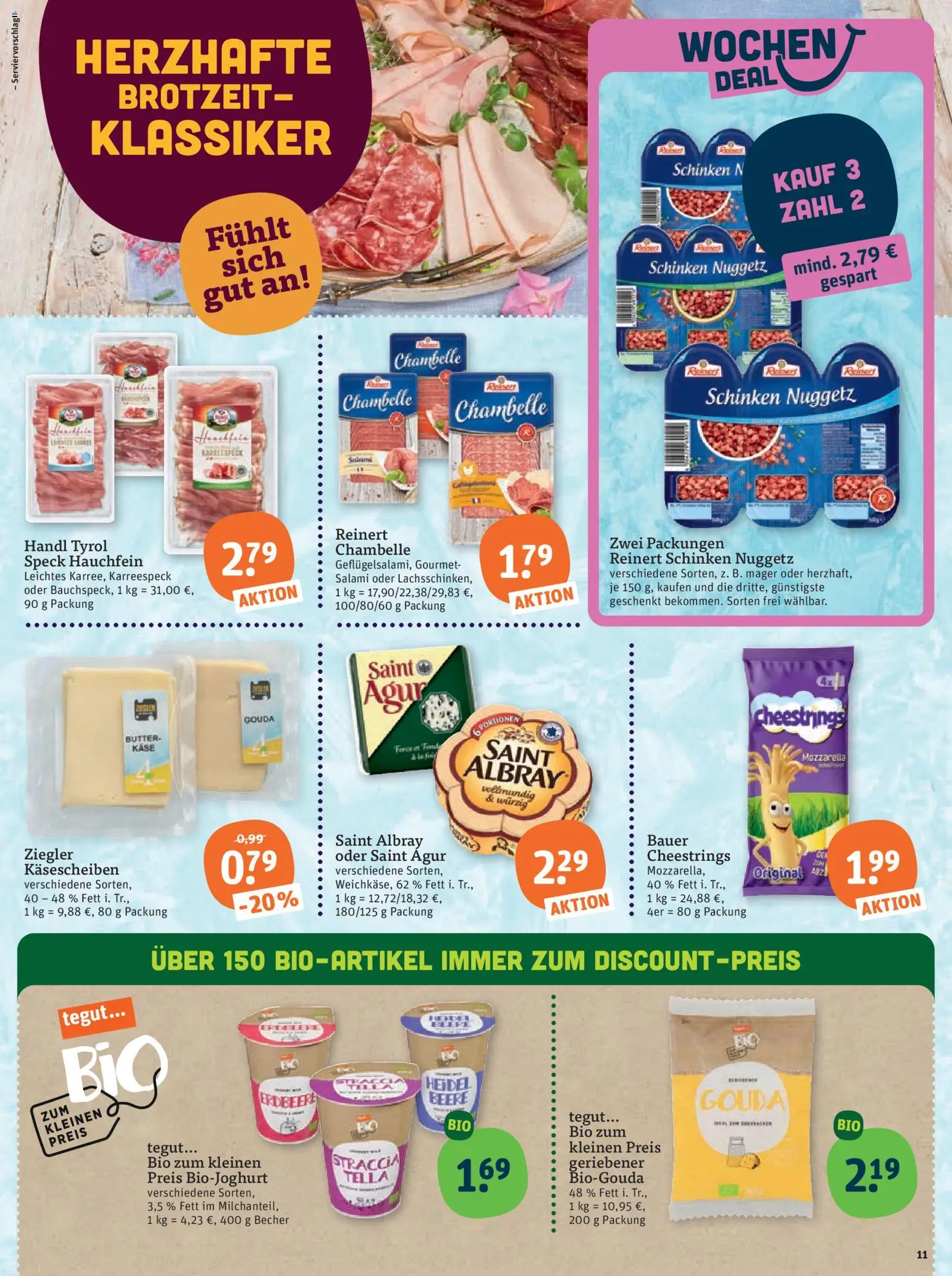 Tegut Prospekt 	 – gültig ab 16.03.2026 | Seite: 13 | Produkte: Butter, Mozzarella, Gouda, Schinken