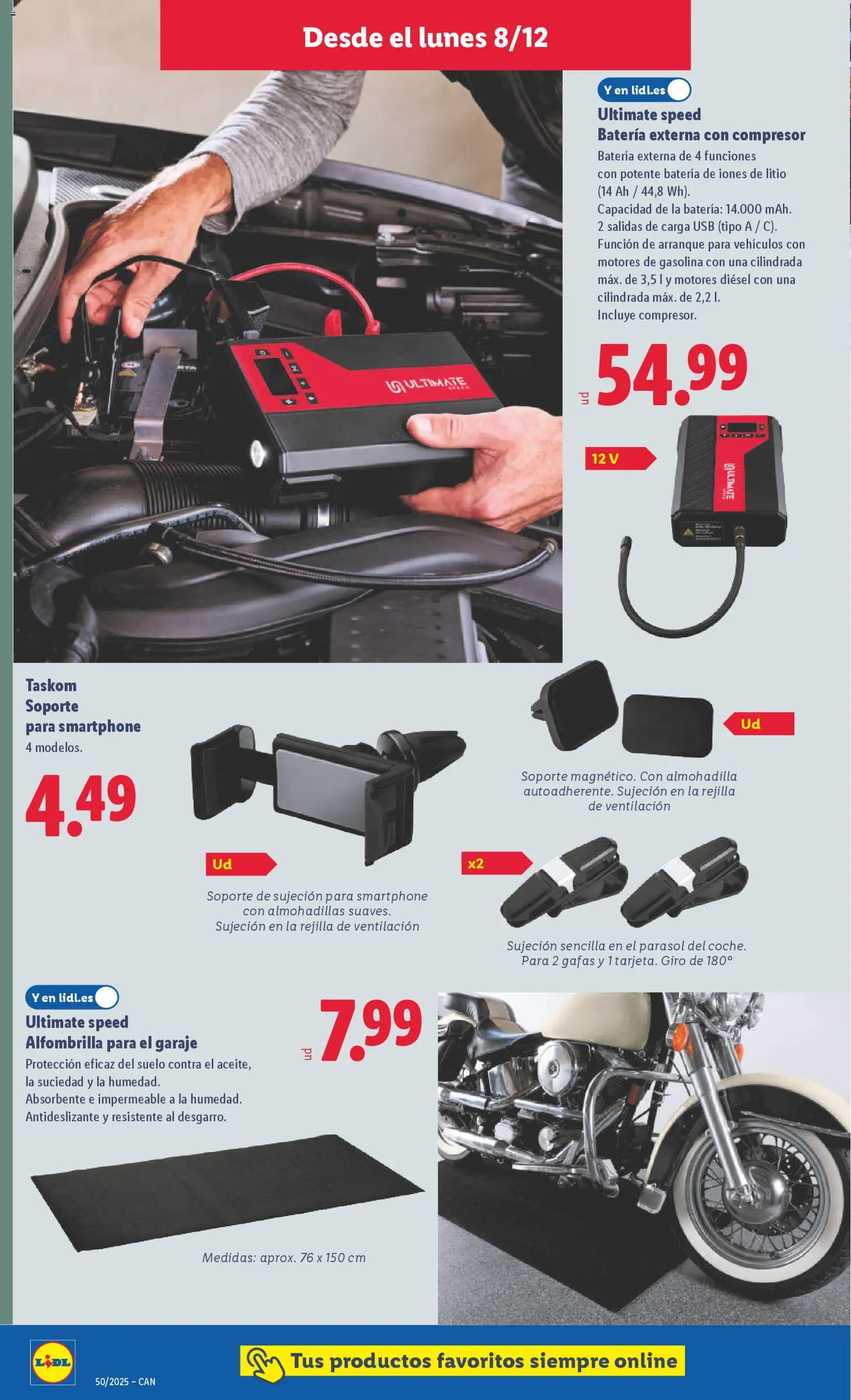 Lidl - Canarias │ válido desde el 08.12.2025 | Página: 4 | Productos: Alfombrilla, Smartphone, USB, Batería