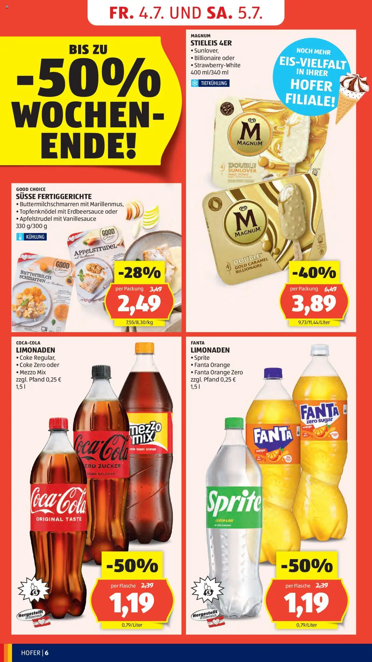 Hofer Flugblatt gültig ab 04.07.2025 | Seite: 8 | Produkte: Zucker, Fertiggerichte, Mango