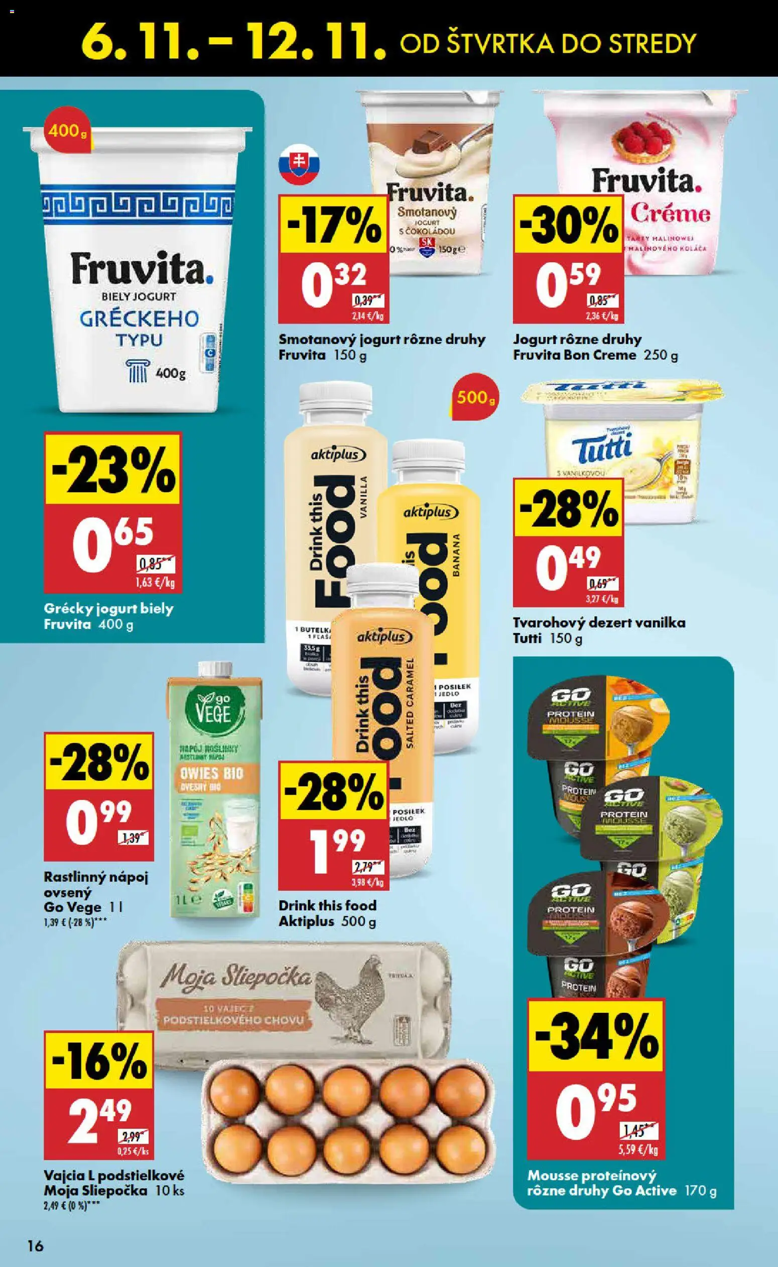 Nové Biedronka akcie – leták je platný od 06.11.2025 | Strana: 16 | Produkty: Jogurt, Vajcia, Protein, Biely jogurt