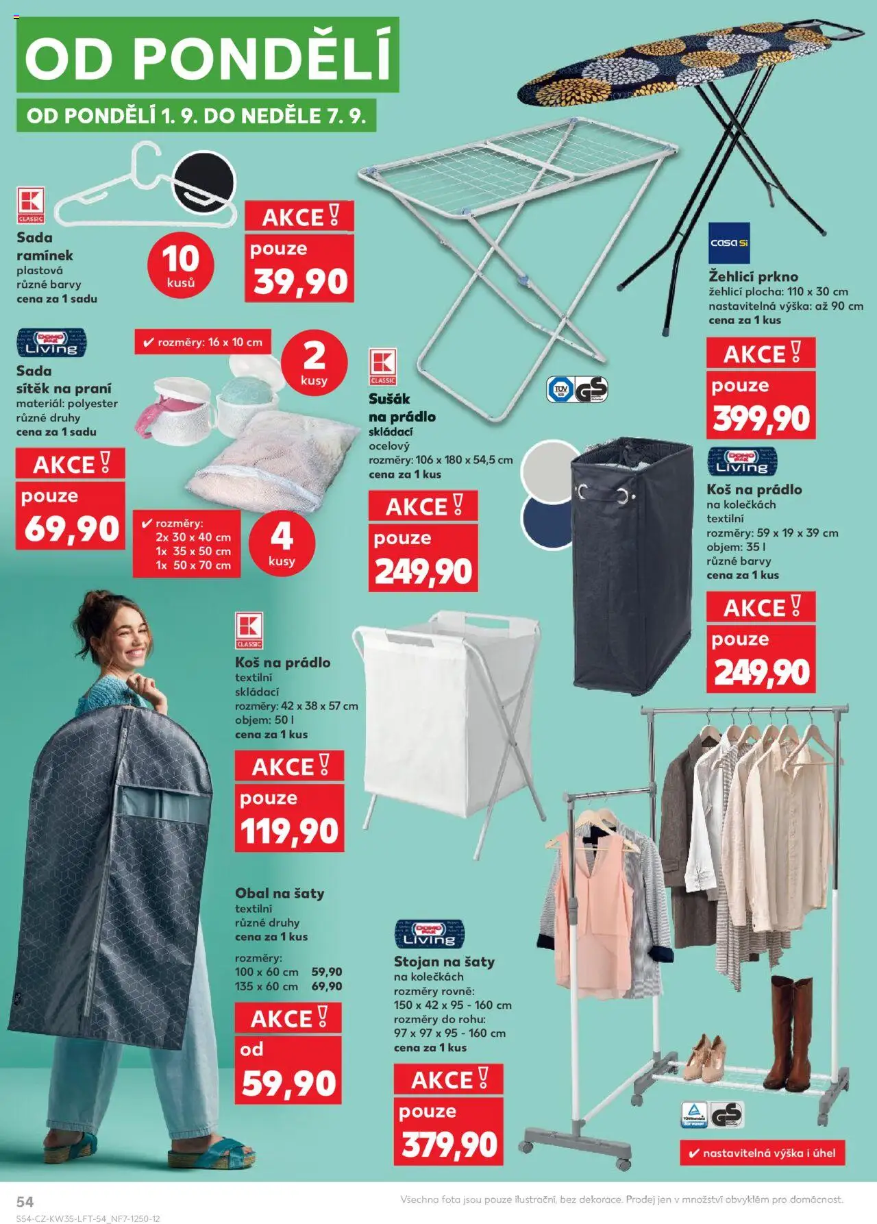 Kaufland leták - Chomutov od 27.08.2025 | Strana: 54 | Produkty: Stojan na šaty, Sušák na prádlo, Koš na prádlo, Obal na šaty