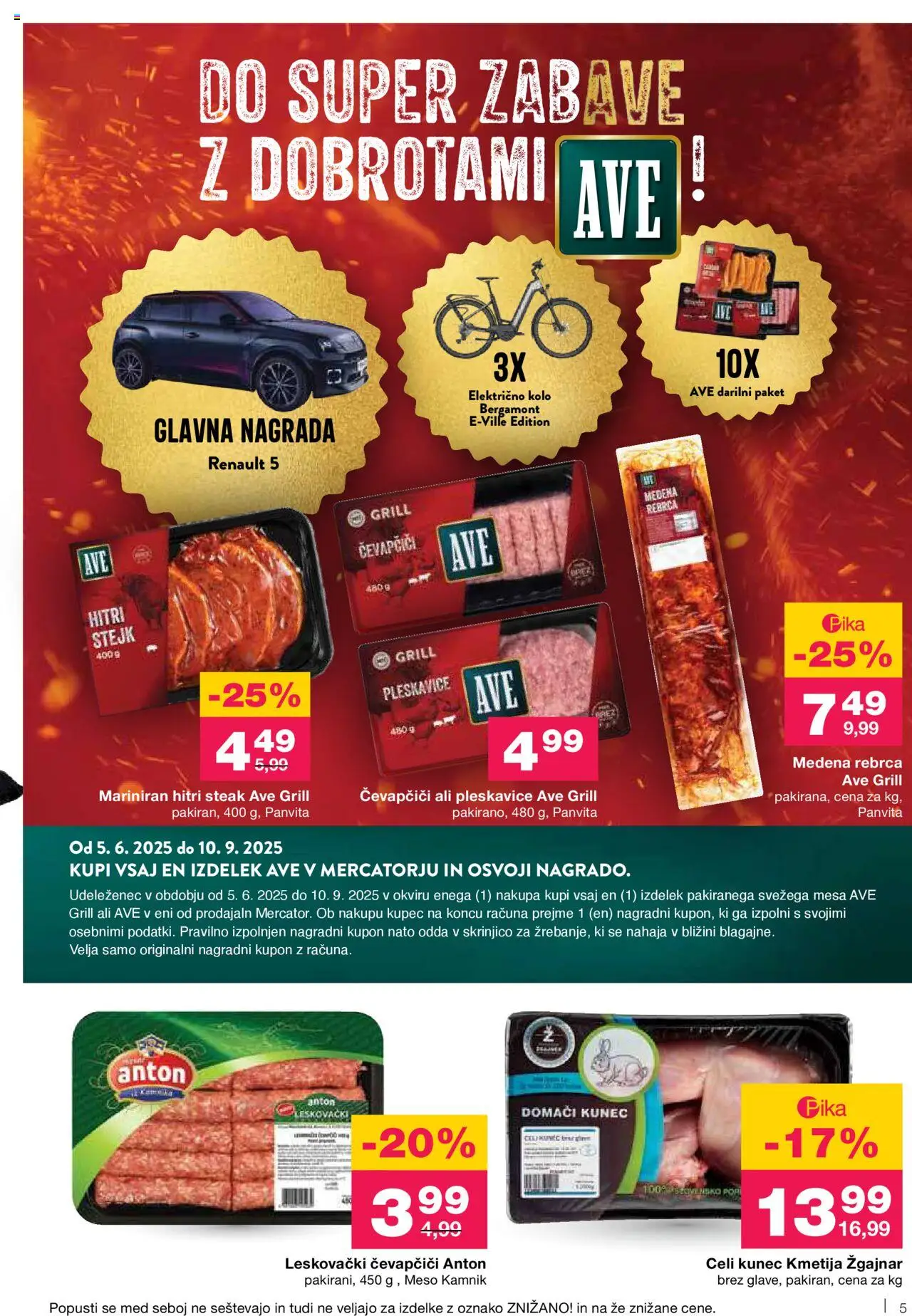 Mercator katalog │ velja od 26.06.2025 | Stran: 5 | Izdelki: Rebrca, Čevapčiči, Pleskavice, Grill
