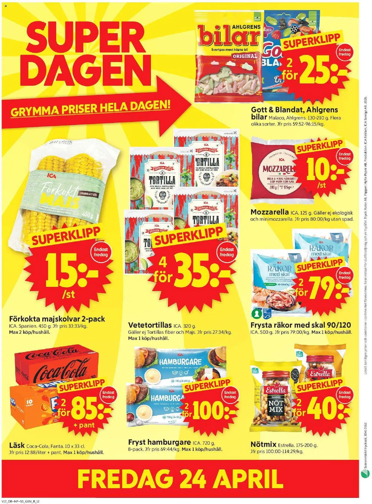 ICA Supermarket reklamblad aktuell från 20.04.2026 | Sida: 14 | Produkter: Tortilla, Hamburgare, Papper, Majs