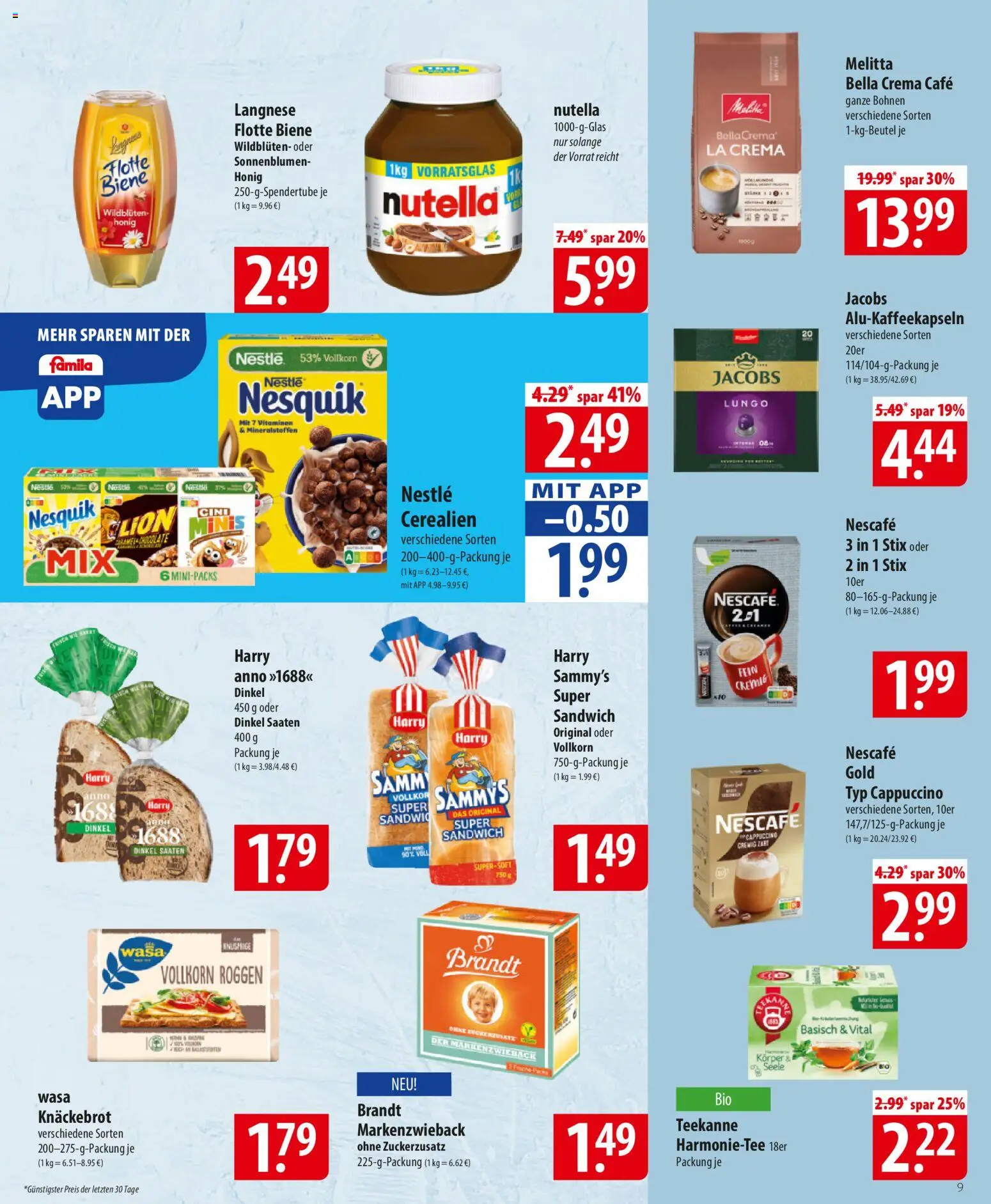 Famila Prospekt 	 – gültig ab 26.01.2026 | Seite: 9 | Produkte: Melitta, Nesquik, Nutella, Teekanne