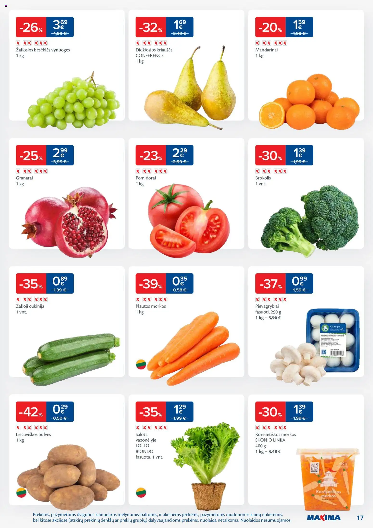 MAXIMA akcijos nuo 06.01.2026 | Puslapis: 17 | Prekių: Brokolis, Salota, Bulvės, Pomidorai