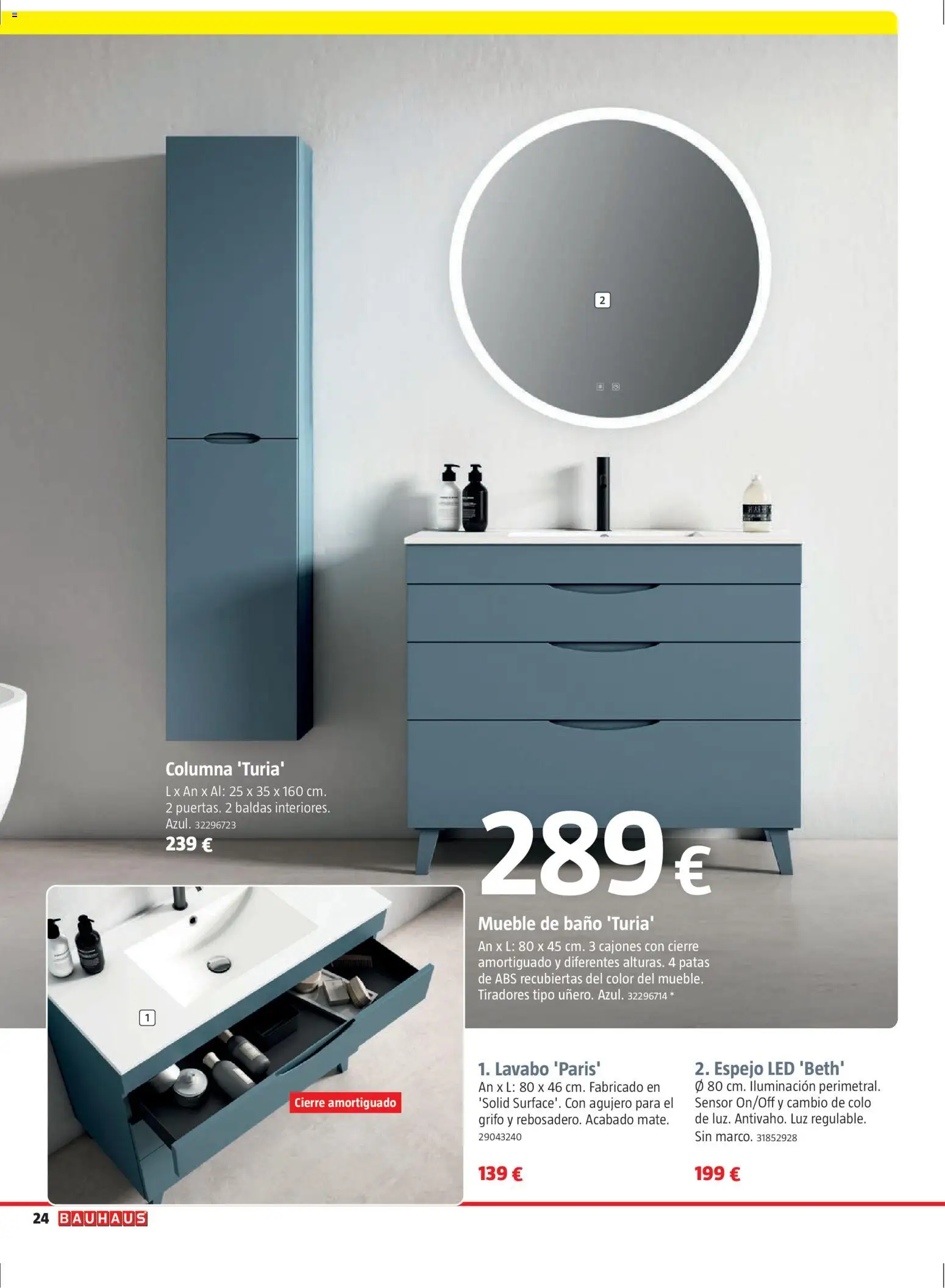 Bauhaus folleto Renueva │ válido desde el 02.03.2026 | Página: 24 | Productos: Galette de chaise, Lavabo, Baño, Espejo