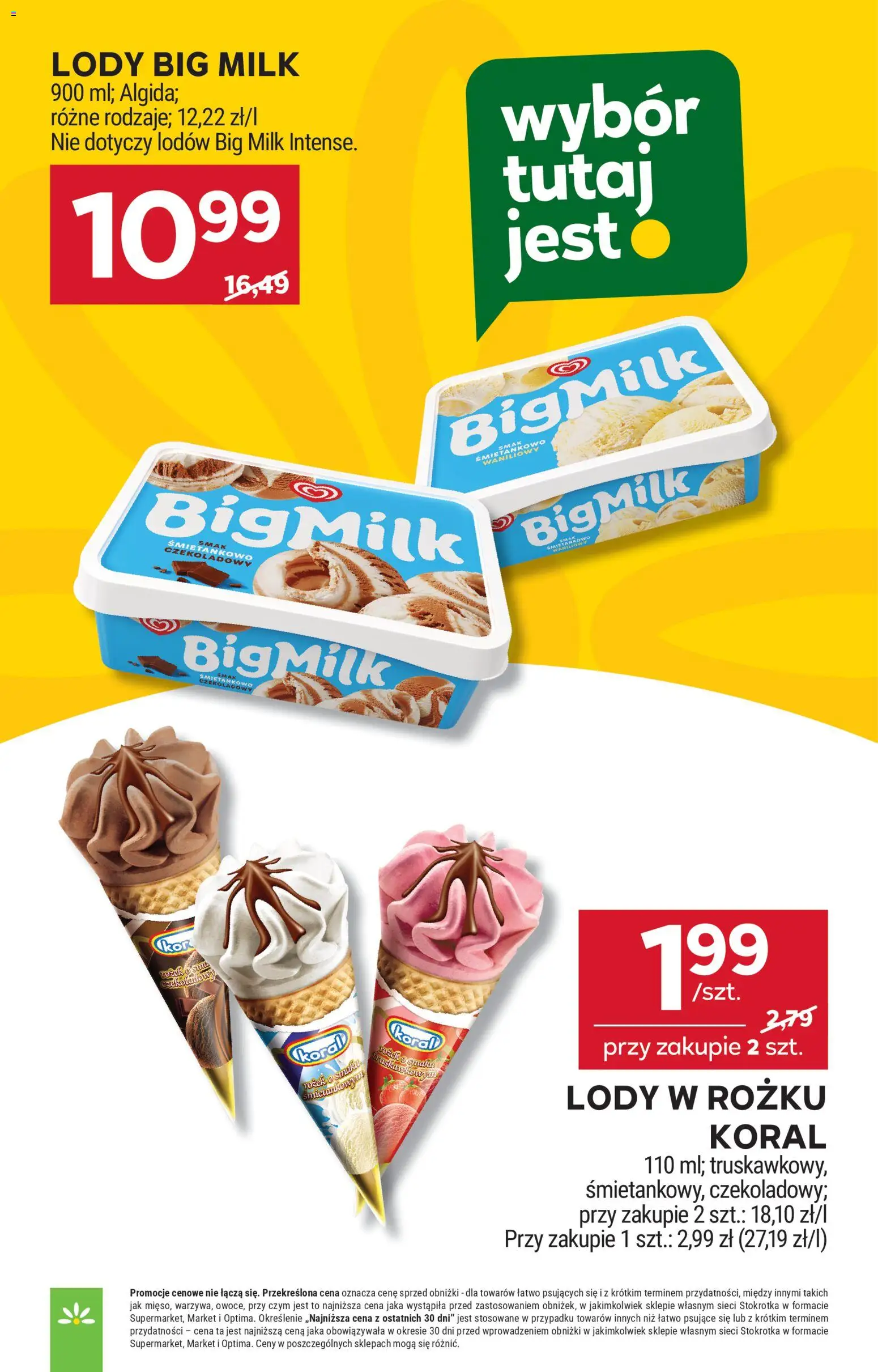 Stokrotka gazetka - Market od 29.04.2026 | Strona: 23 | Produkty: Stokrotka, Big Milk, Lody
