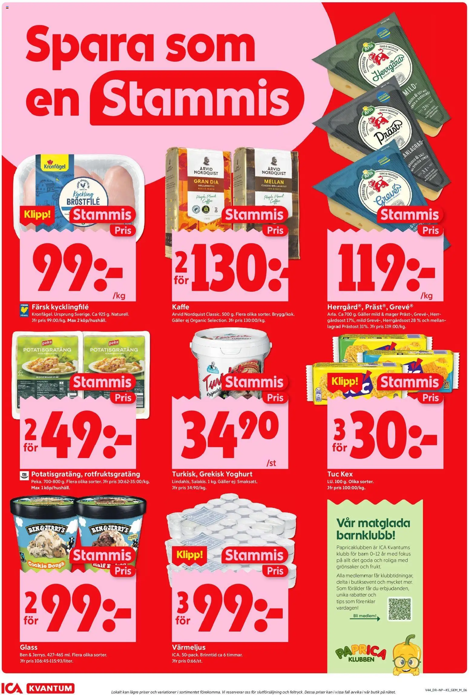 ICA Kvantum reklamblad aktuell från 27.10.2025 | Sida: 8 | Produkter: Kycklingfile, Galler, Potatisgratäng, Kaffe