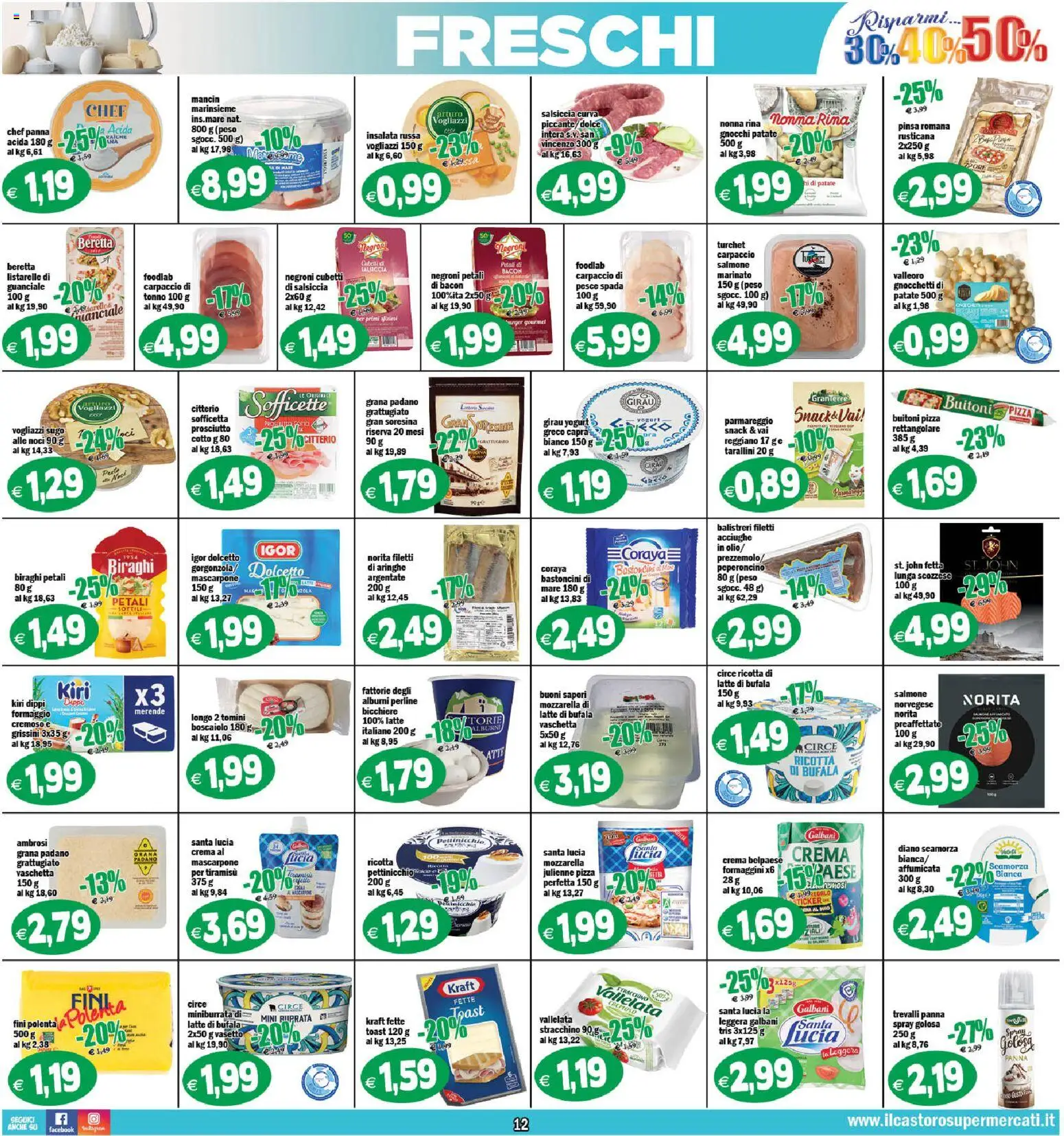 Volantino Il Castoro del 07.11.2025 | Pagina: 12 | Prodotti: Pizza, Salmone, Latte, Ricotta