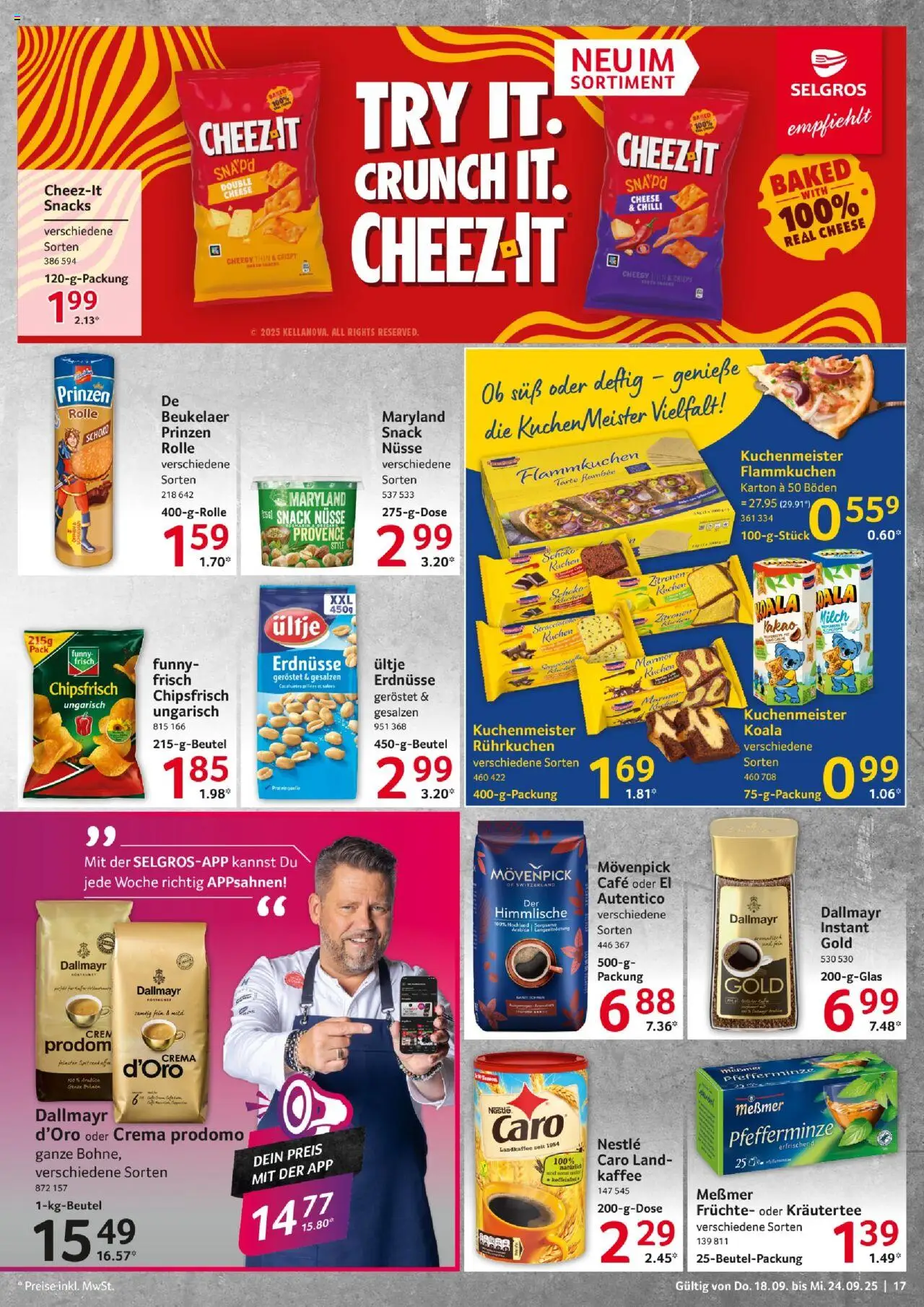 Selgros Prospekt 	 – gültig ab 18.09.2025 | Seite: 17 | Produkte: Milch, Messmer, Dallmayr, Nüsse