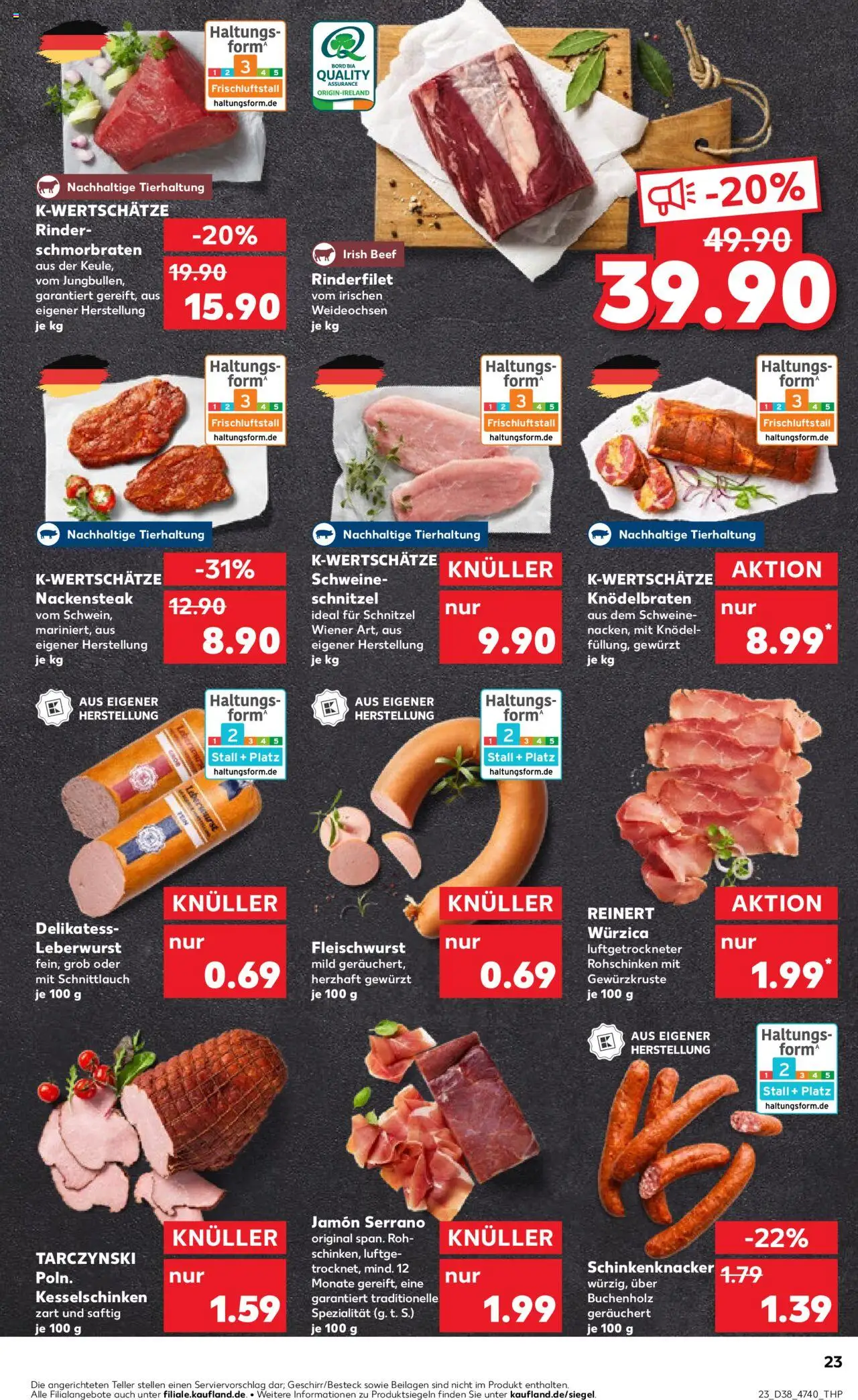 Kaufland prospekt Hannover	 – gültig ab 18.09.2025 | Seite: 23 | Produkte: Rinderfilet, Schnitzel, Steak
