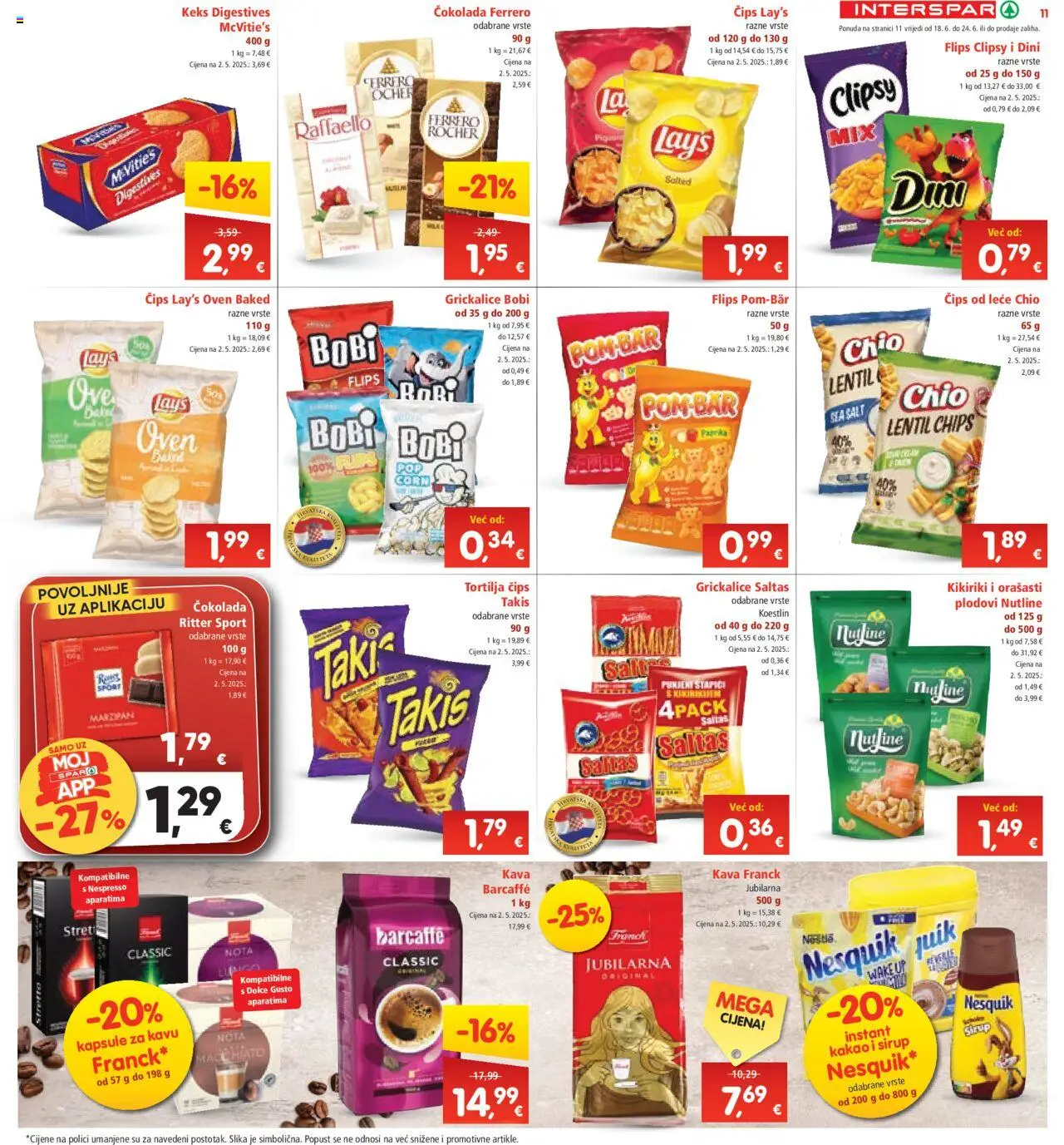 Interspar katalog | vrijedi od 18.06.2025 | Stranica: 11 | Proizvodi: Barcaffe, Nesquik, Štapići, Raffaello