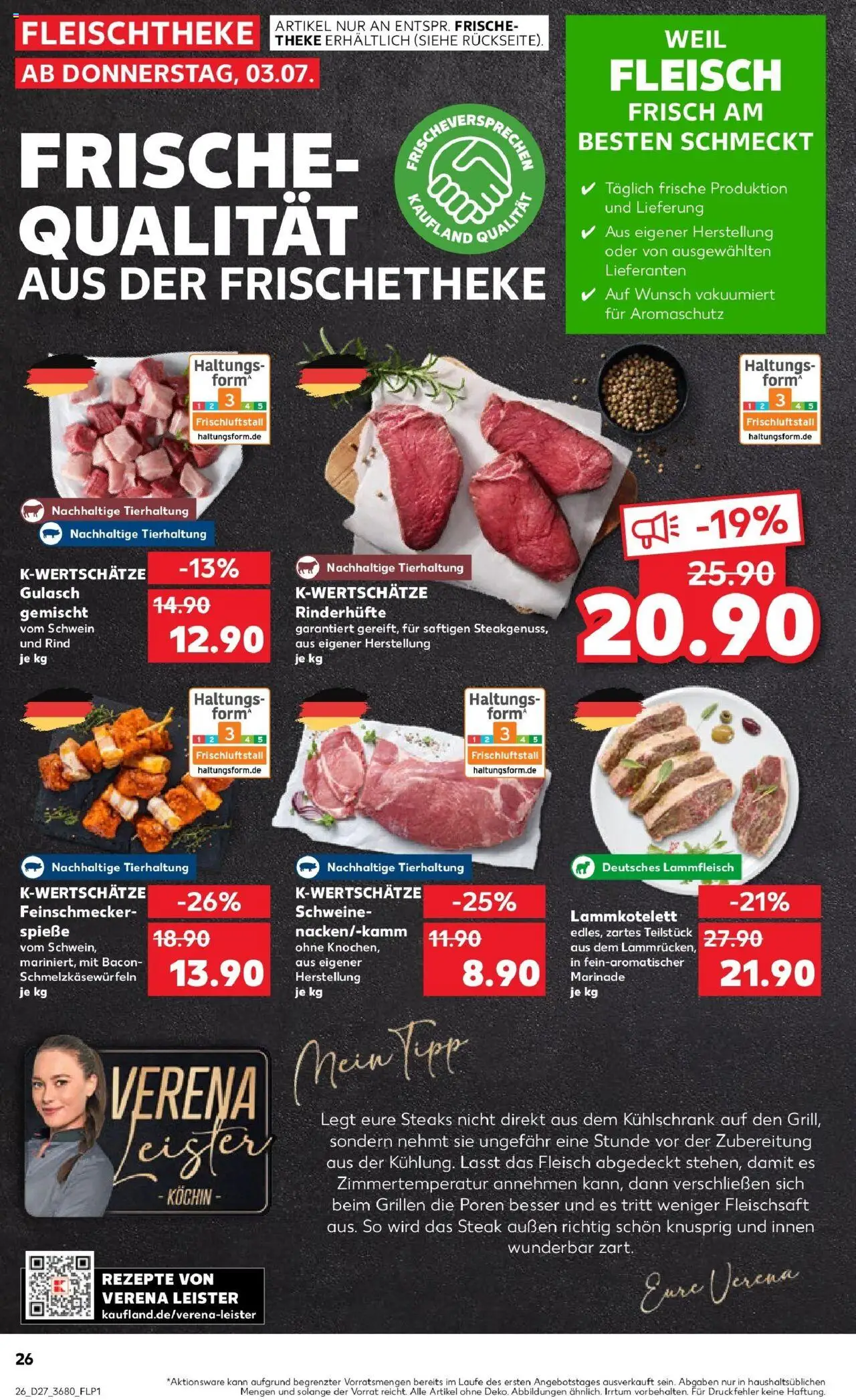 Kaufland prospekt Gotha	 - gültig ab dem 03.07.2025 | Seite: 26 | Produkte: Theke, Kühlschrank, Spieße, Steak