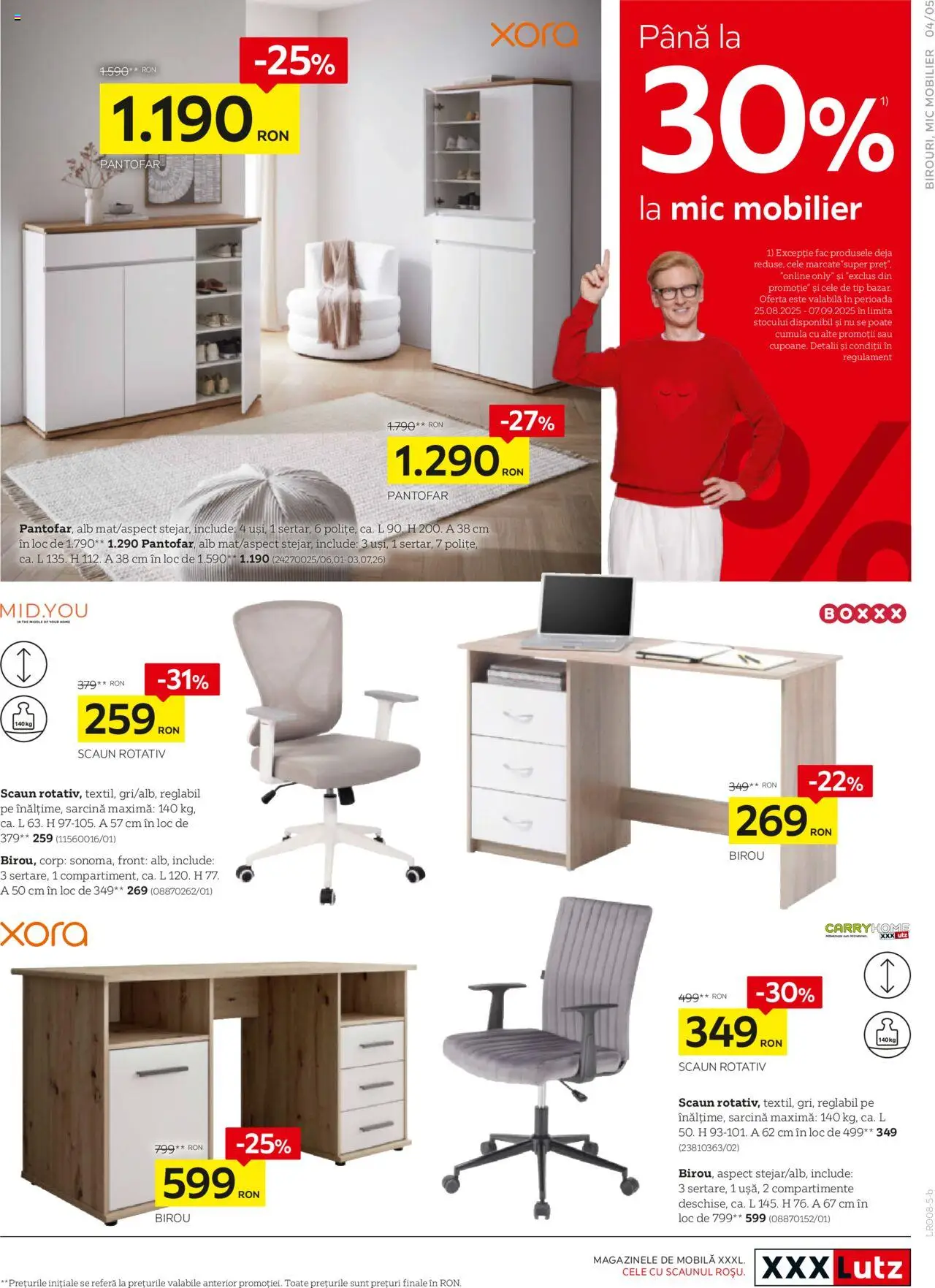 Catalog XXXLutz – valabil de la 01.08.2025 | Pagină: 5 | Produse: Çikolatalı gofret, Scaun, Pantofar