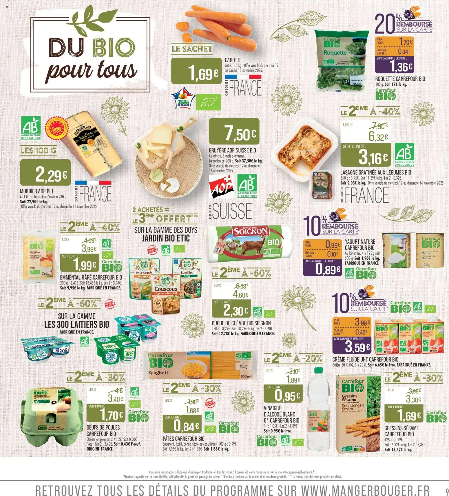 {H1} | Page: 9 | Produits: Spaghetti, Morbier aop, Roquette, Œufs