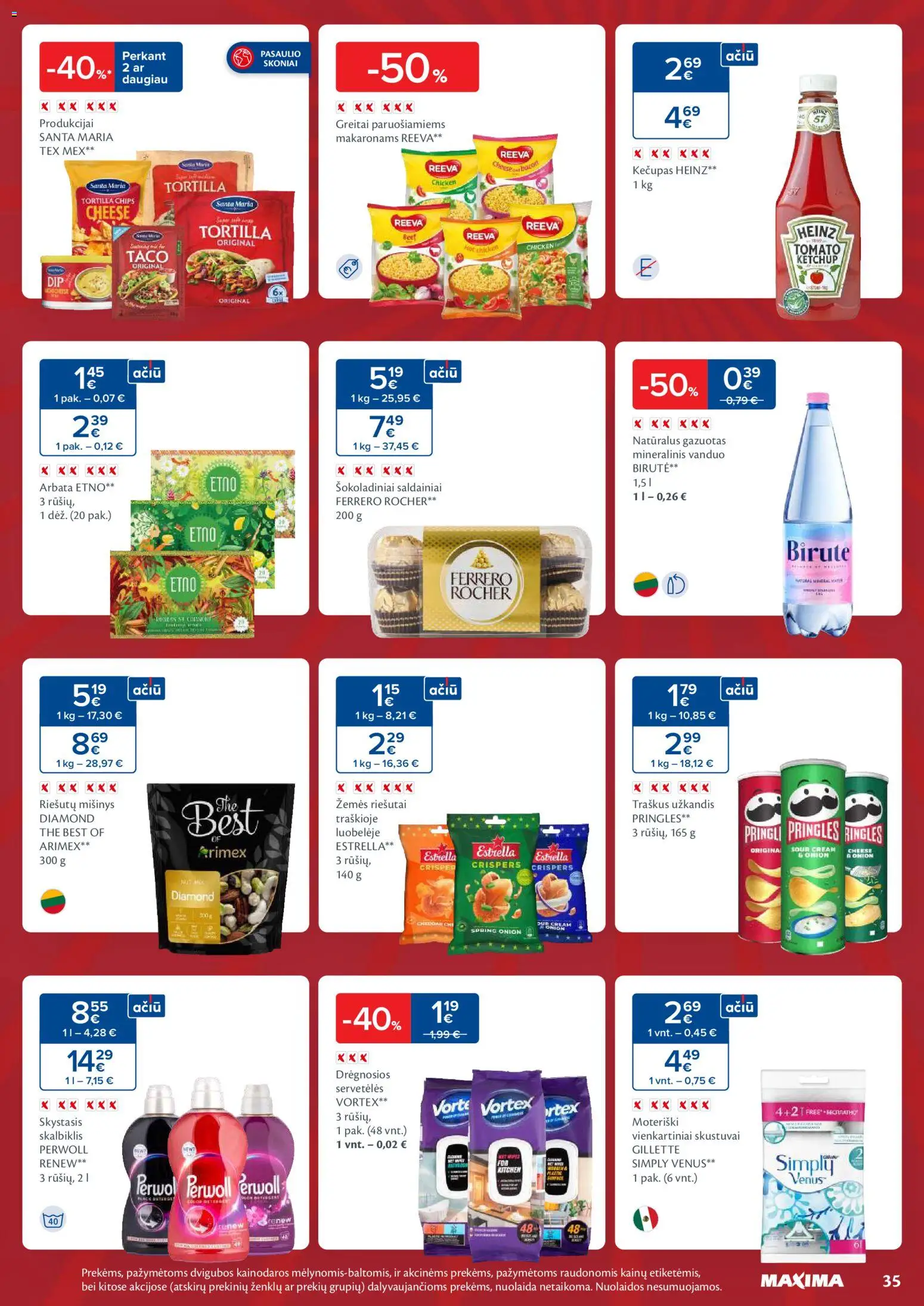 MAXIMA akcijos nuo 18.11.2025 | Puslapis: 35 | Prekių: Arbata, Saldainiai, Kečupas, Mineralinis vanduo
