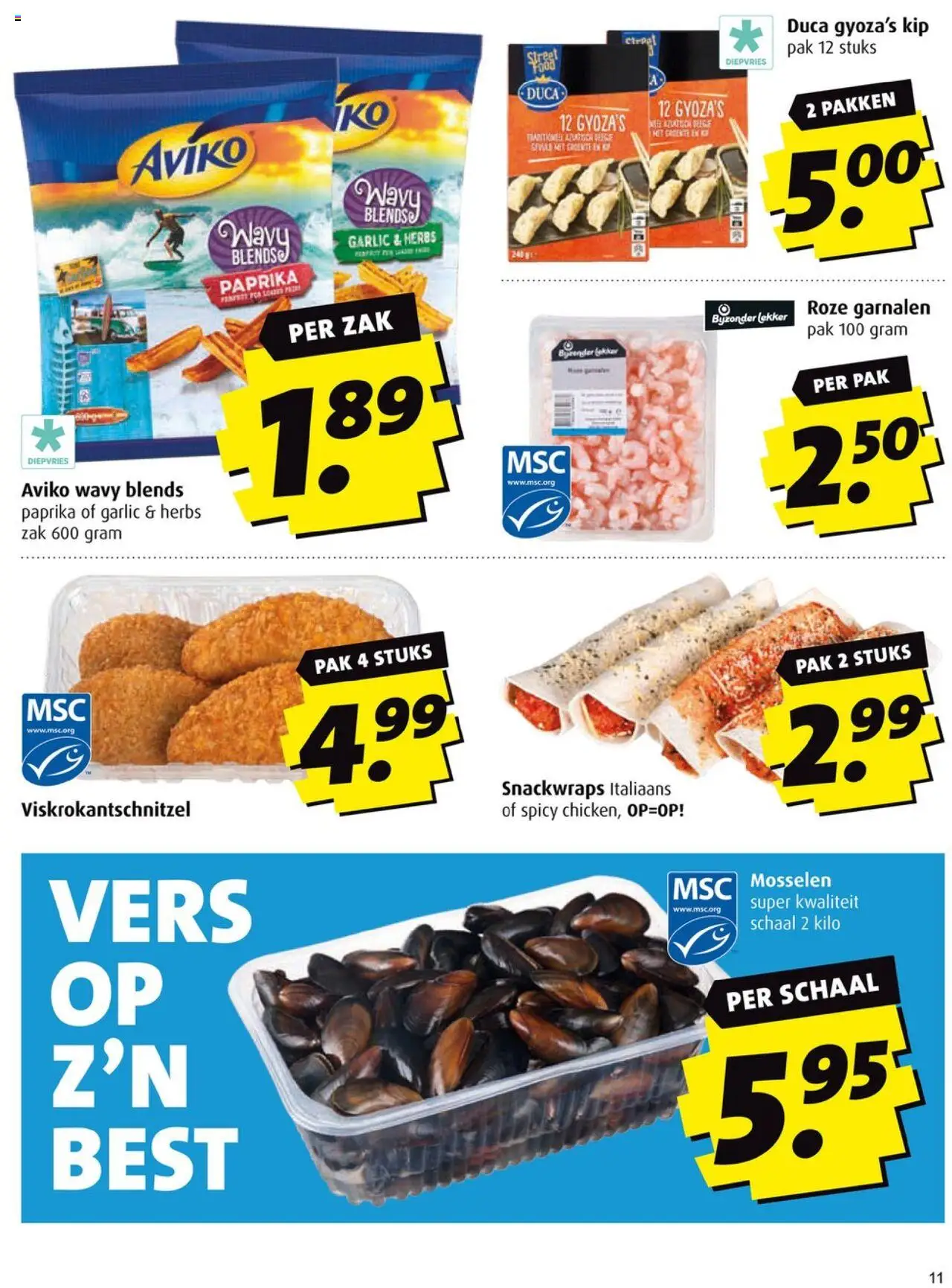 {H1} | Pagina: 11 | Producten: Schaal, Mosselen, Zak, Kip