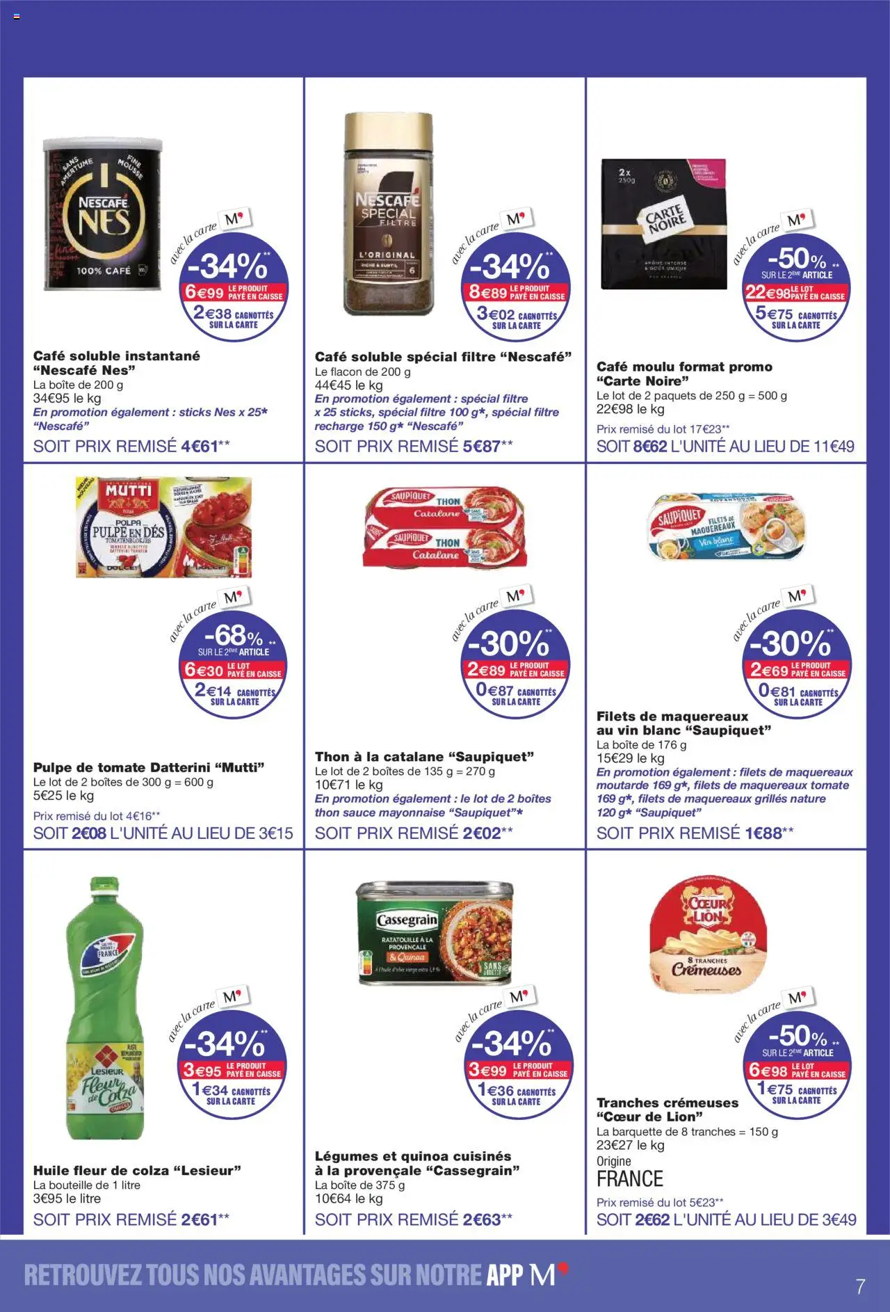 {H1} | Page: 7 | Produits: Nescafé Spécial Filtre, Thon, Quinoa, Huile