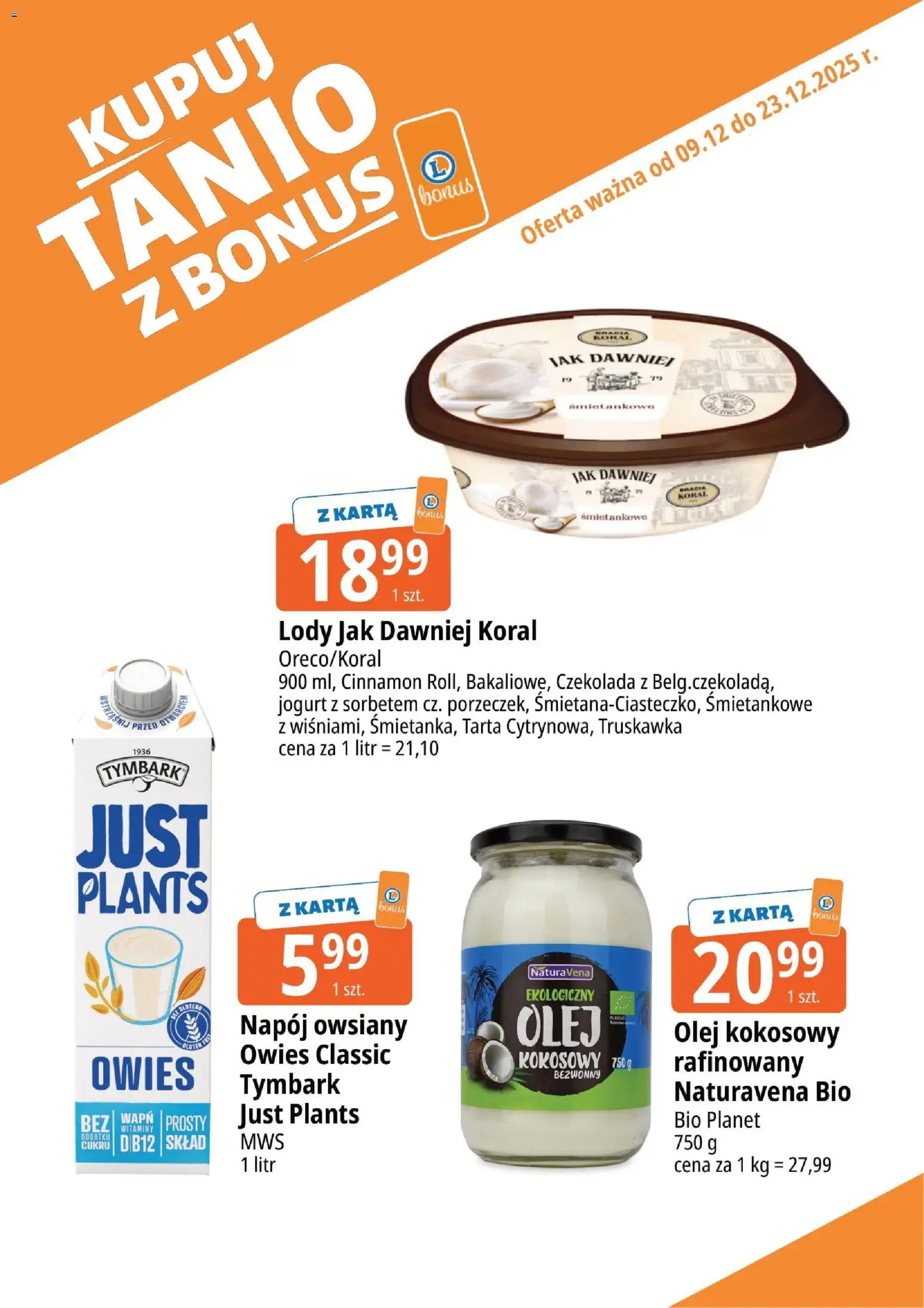 E.Leclerc Gazetka - Zamość kupony dodatkowe od 09.12.2025 | Strona: 13 | Produkty: Napój owsiany, Karta, Jogurt, Olej kokosowy