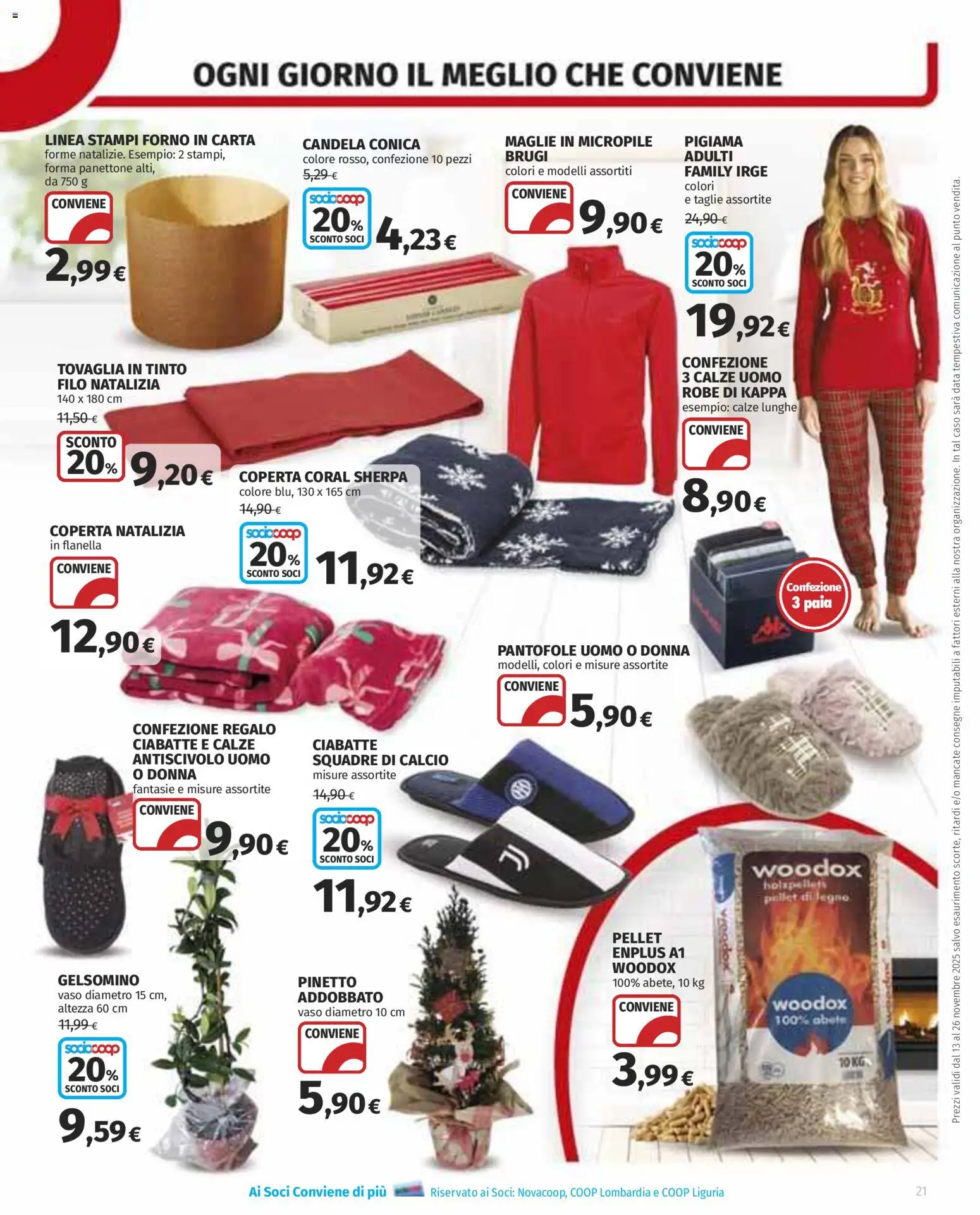 Volantino COOP del 13.11.2025 | Pagina: 21 | Prodotti: Ciabatte, Pantofole, Candela, Vaso