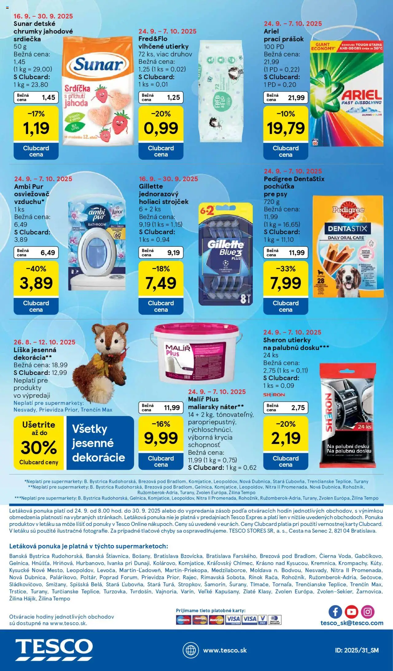 Nové Tesco akcie – leták je platný od 24.09.2025 | Strana: 22 | Produkty: Osviežovač vzduchu, Hodiny, Strojček, Holiaci strojček