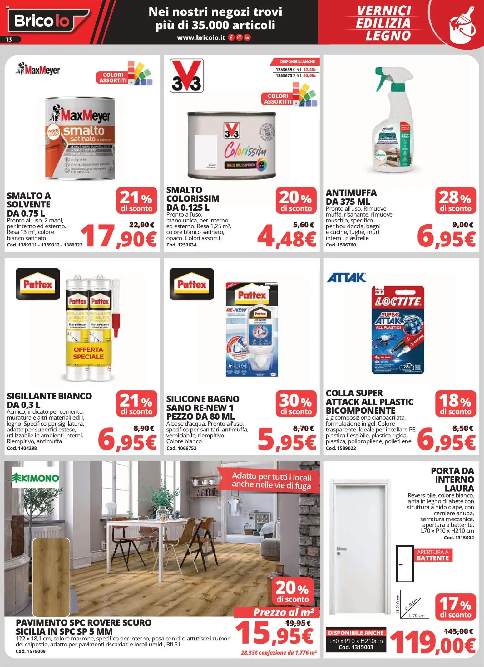 Volantino Brico io del 02.04.2026 | Pagina: 13 | Prodotti: Pavimento, Colla, Silicone, Bagno