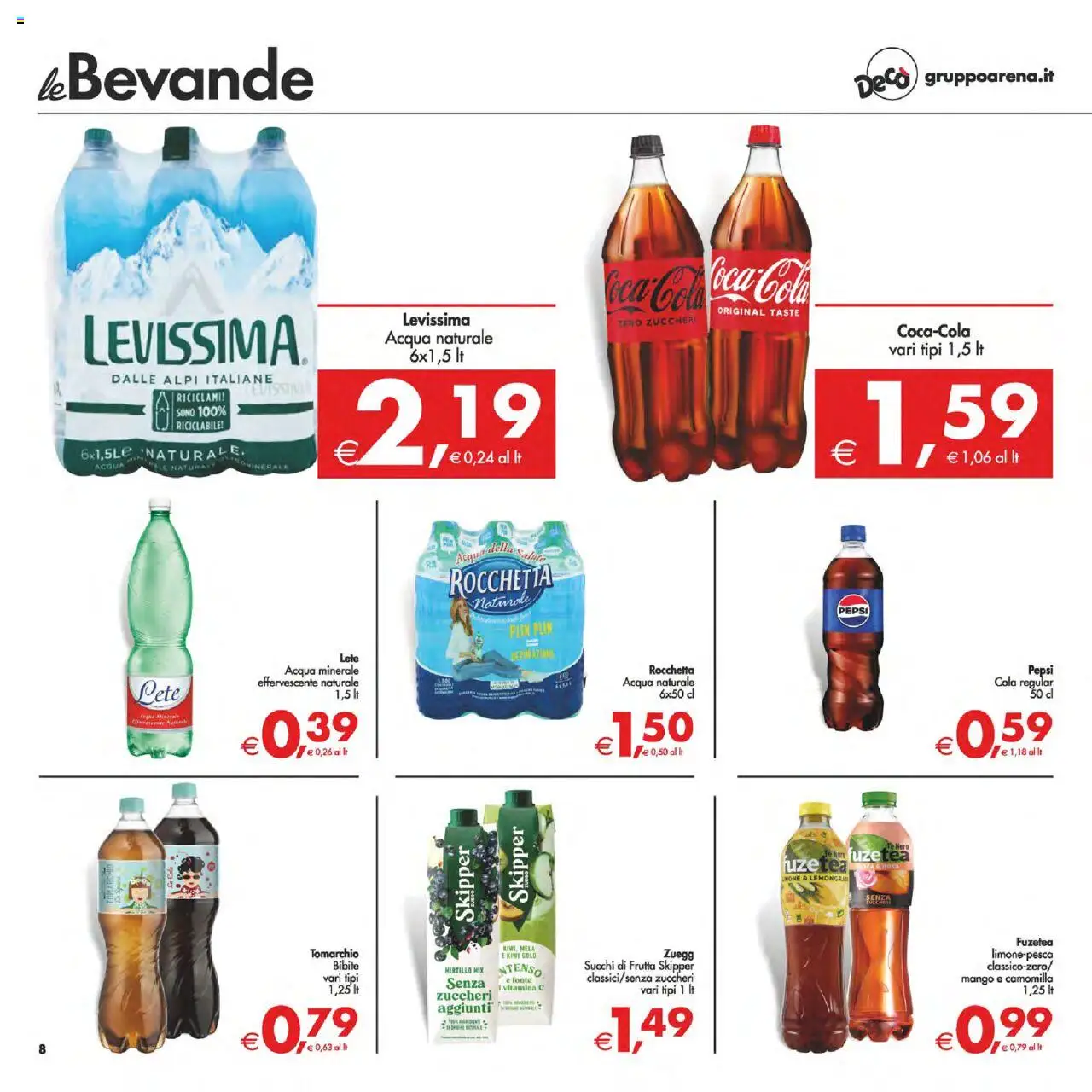 Volantino Decò del 12.09.2025 | Pagina: 8 | Prodotti: Acqua, Frutta, Bibite, Pepsi