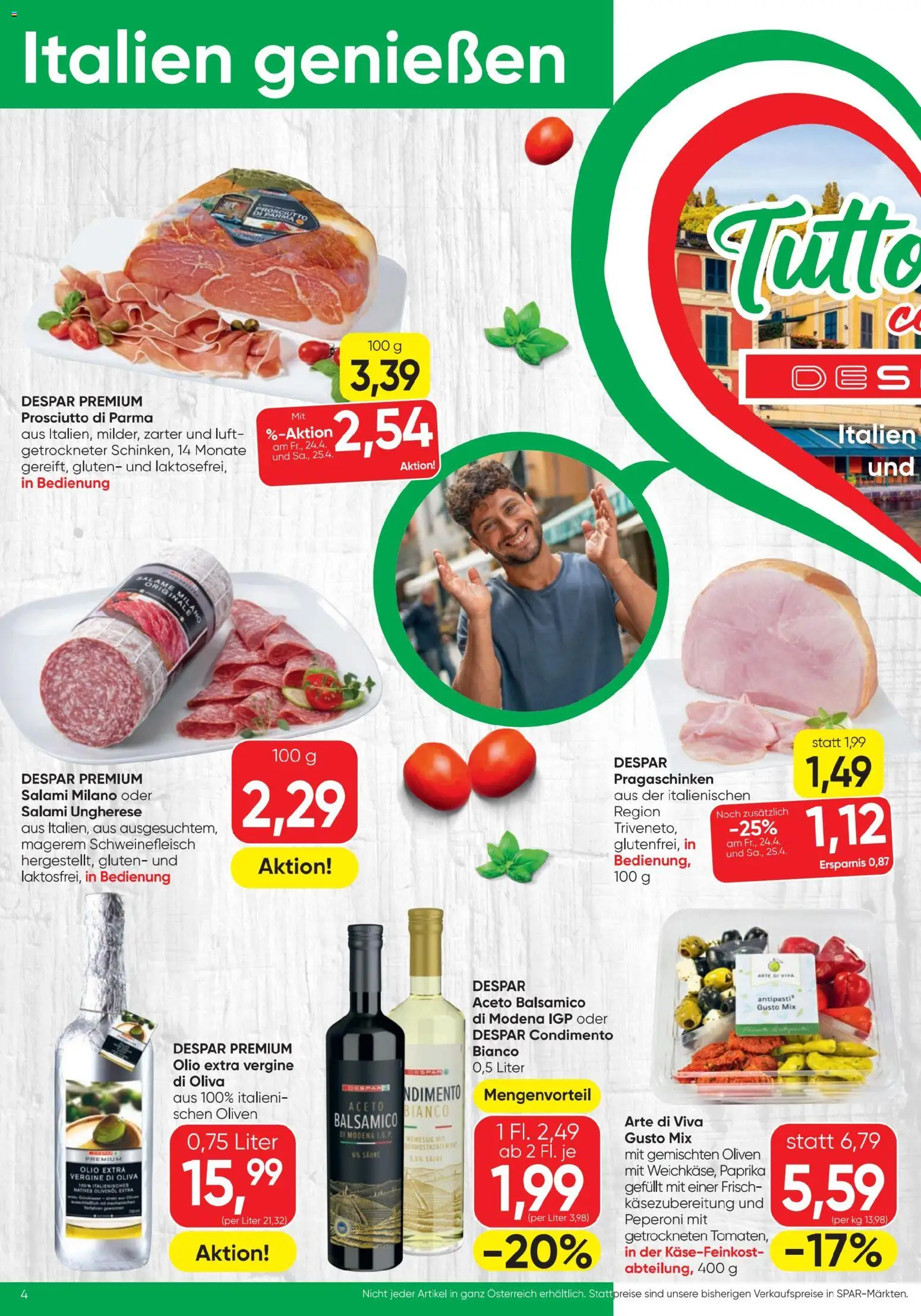 Spar - Flugblatt gültig ab 23.04.2026 | Seite: 4 | Produkte: Szeder, Salami, Schweinefleisch, Tomaten