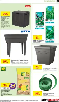 Intermarché - Prévisualisation de TERREAU UNIVERSEL SANS TOURBE 20L KB, 20 l valide à partir de 14.04.2026 | Page: 41 | Produits: Terreau Universel, Terreau, Coffre de rangement, Bordure de jardin