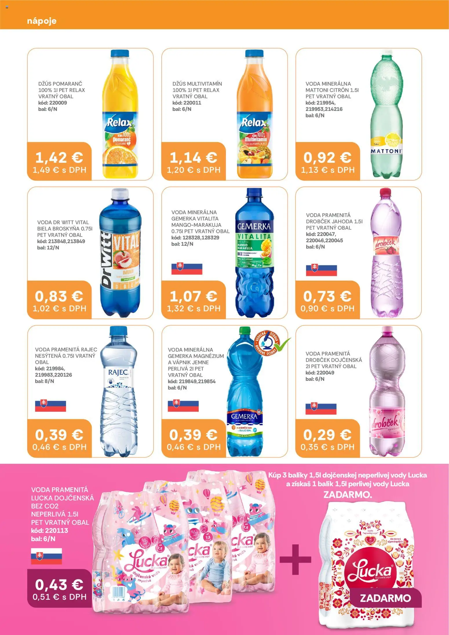 Nové Labaš akcie – leták je platný od 13.02.2026 | Strana: 18 | Produkty: Džús, Lucka, Voda, Mango